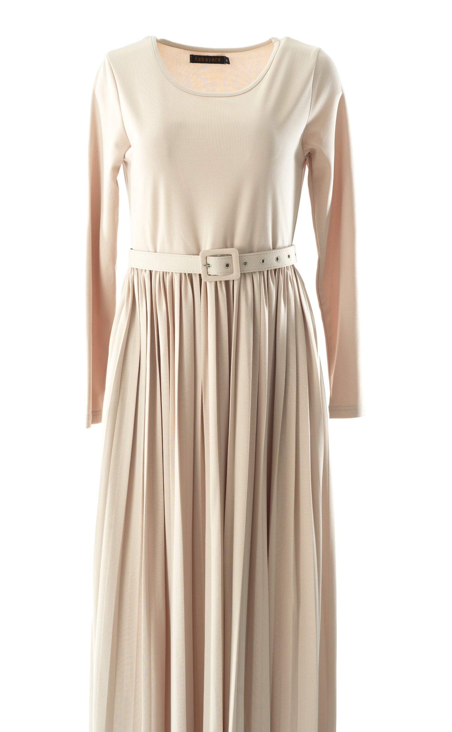 Cream pleated ponti di roma maxi dress Kabayare