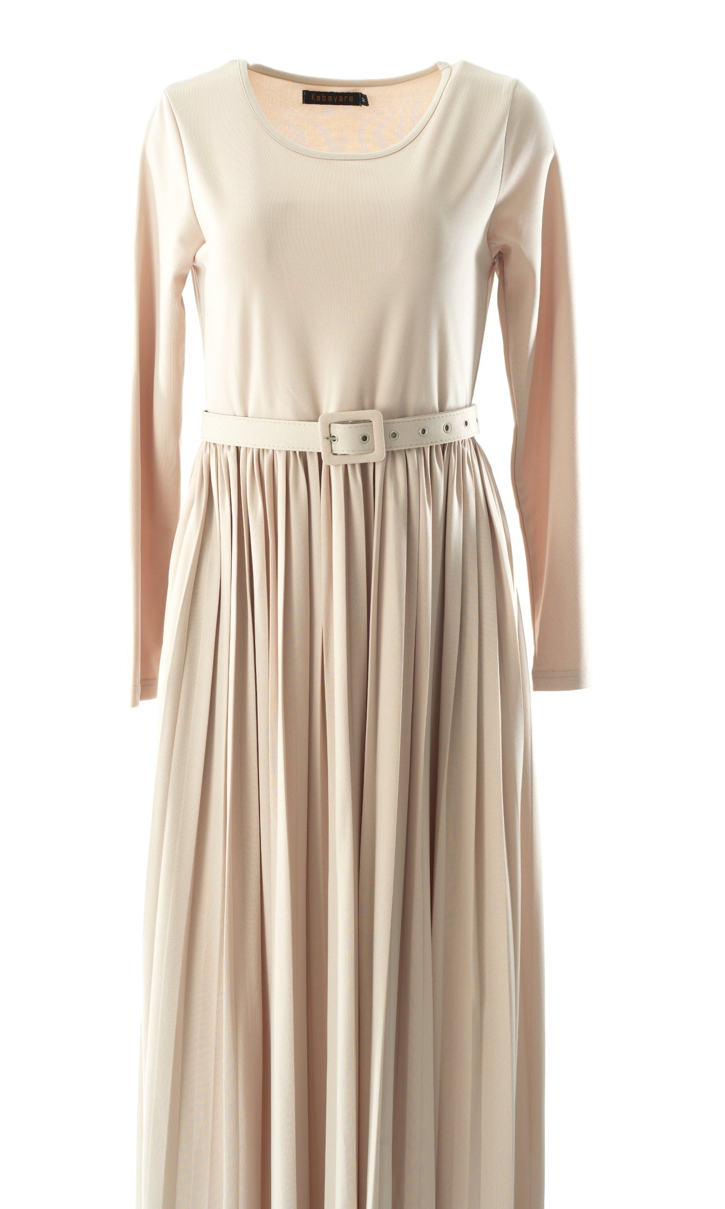 Cream pleated ponti di roma maxi dress Kabayare