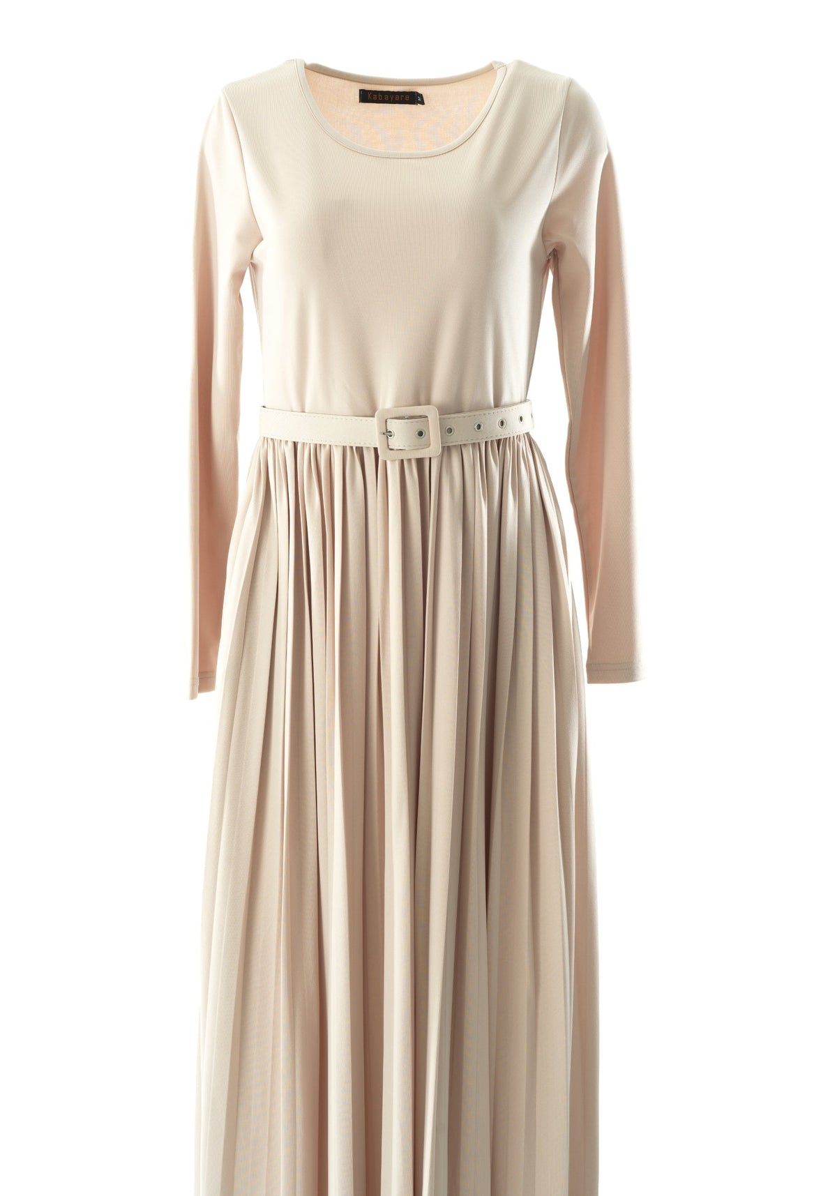 Cream pleated ponti di roma maxi dress Kabayare