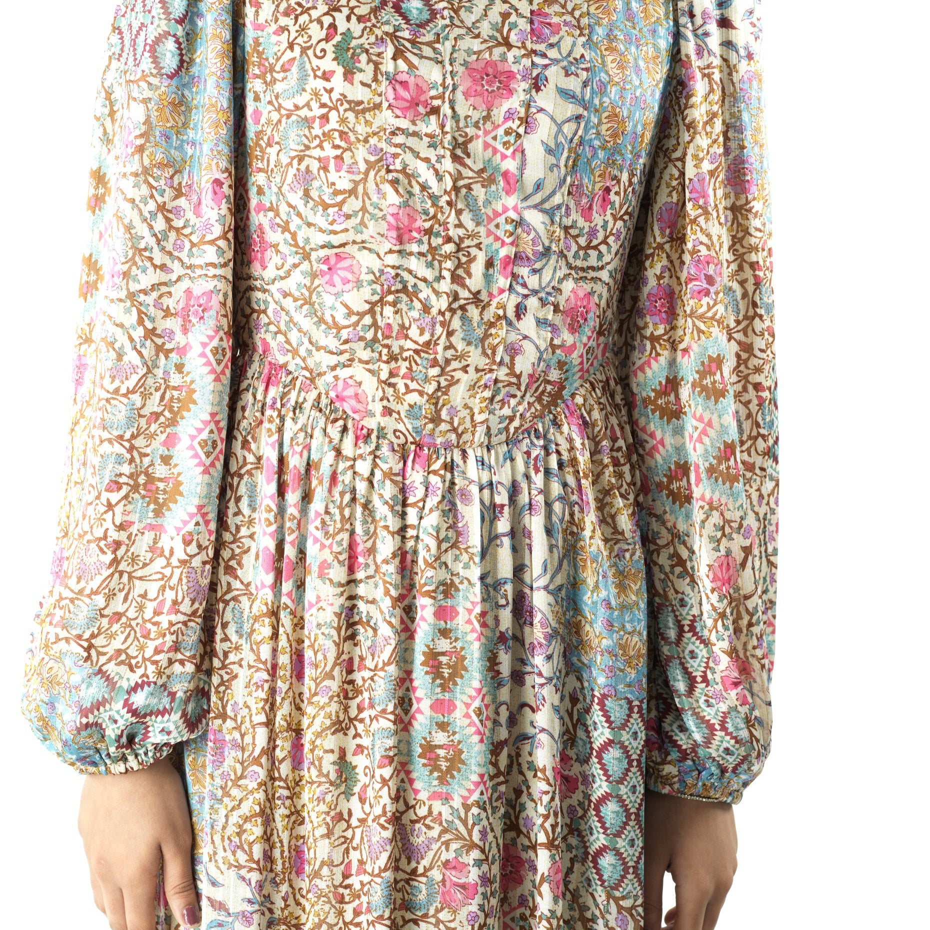 Cream Pretty Fatima floral print corset maxi dress Kabayare