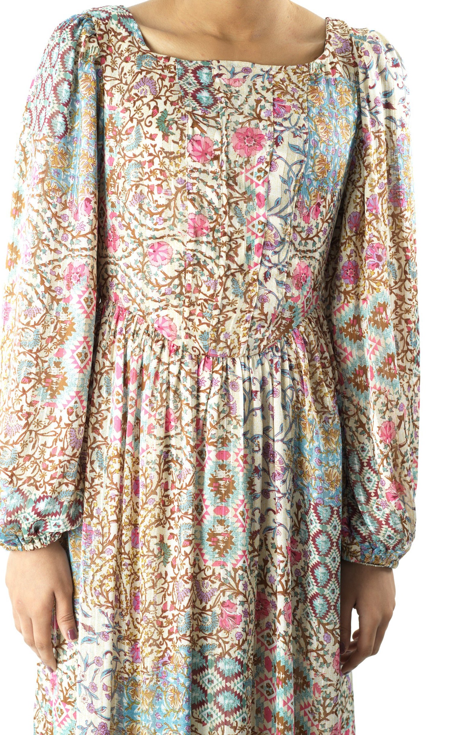 Cream Pretty Fatima floral print corset maxi dress Kabayare