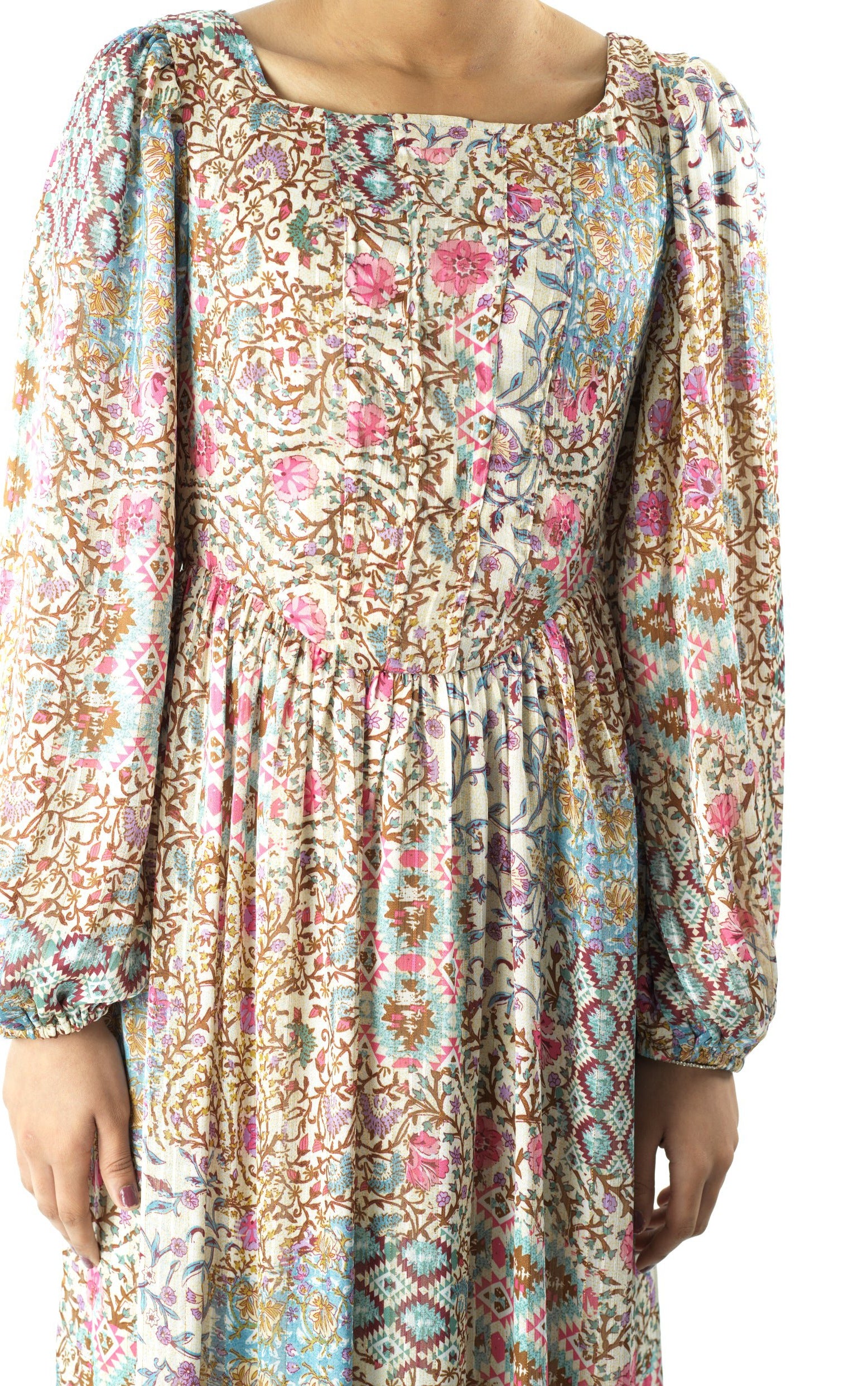 Cream Pretty Fatima floral print corset maxi dress Kabayare