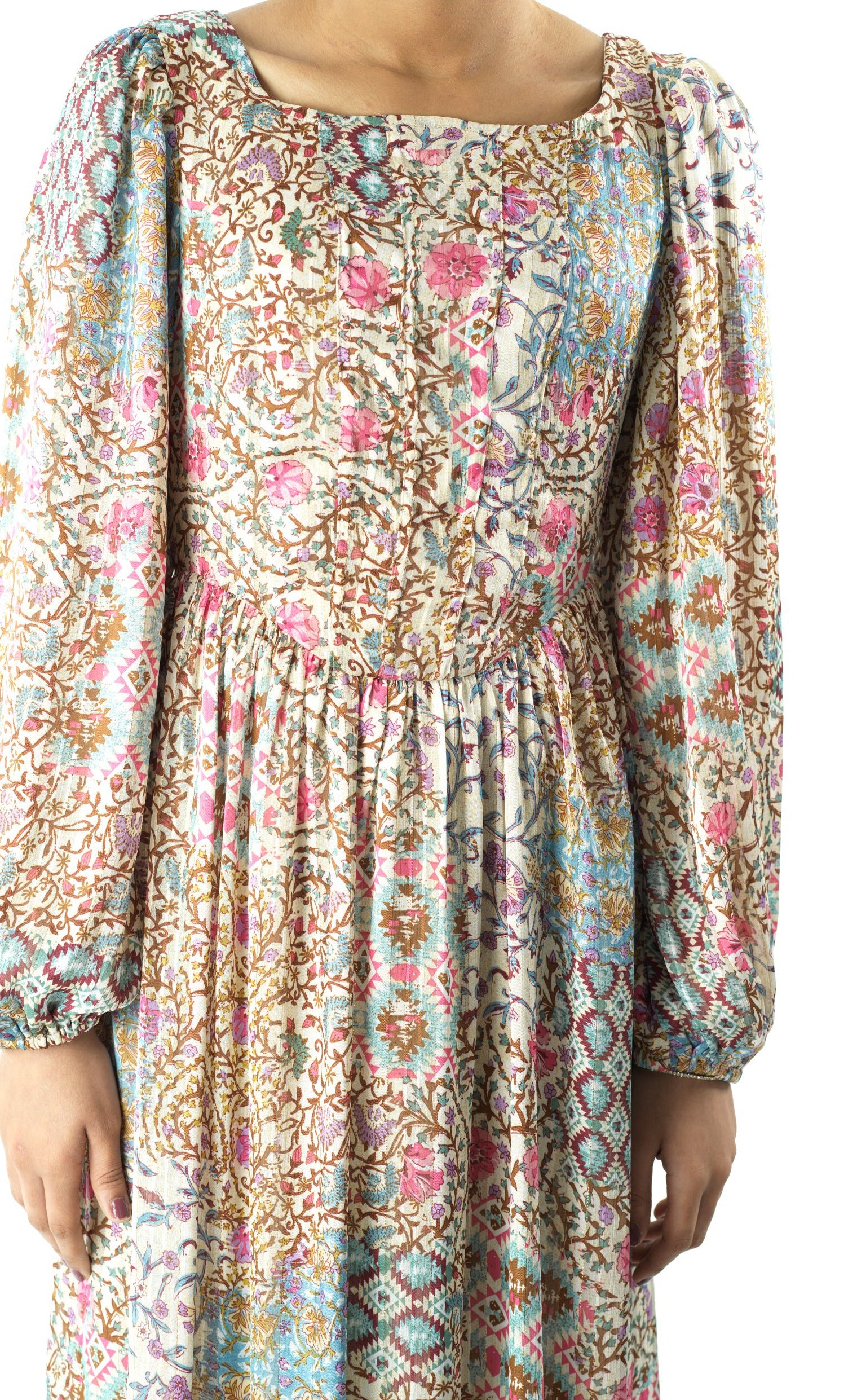 Cream Pretty Fatima floral print corset maxi dress Kabayare