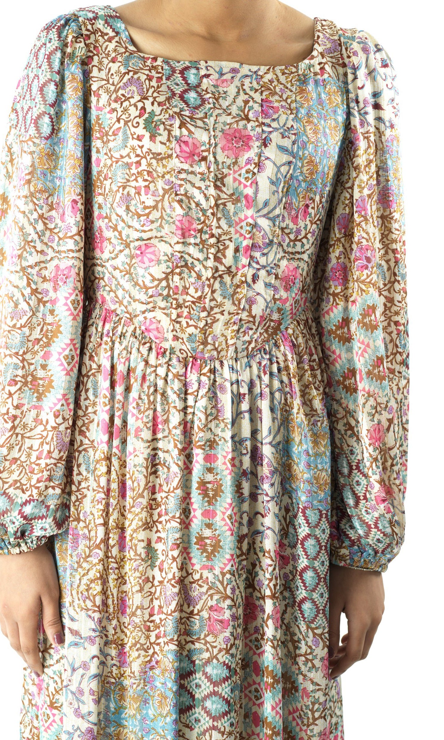 Cream Pretty Fatima floral print corset maxi dress Kabayare