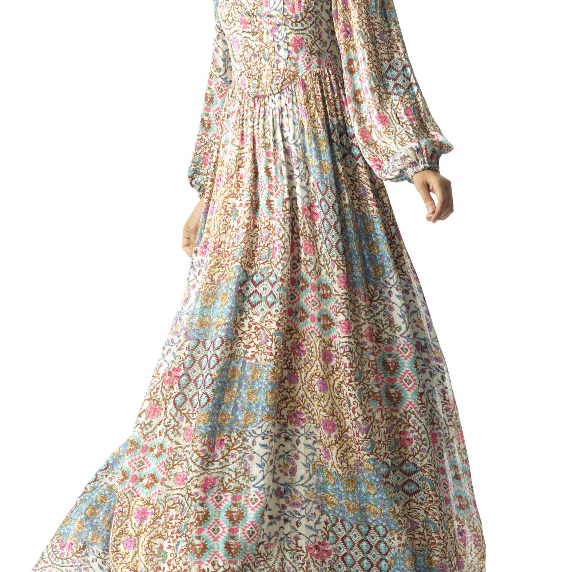 Cream Pretty Fatima floral print corset maxi dress Kabayare