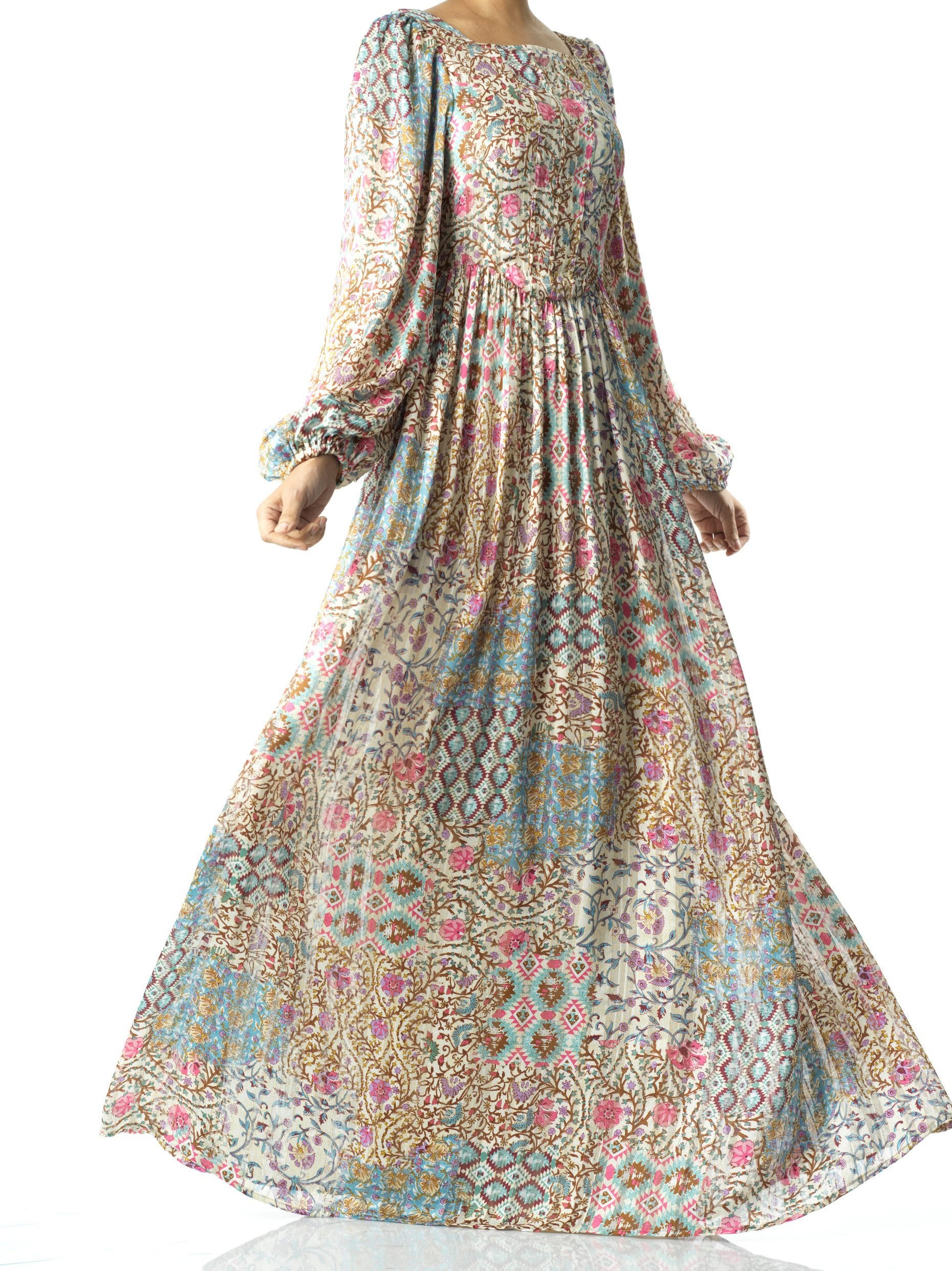 Cream Pretty Fatima floral print corset maxi dress Kabayare