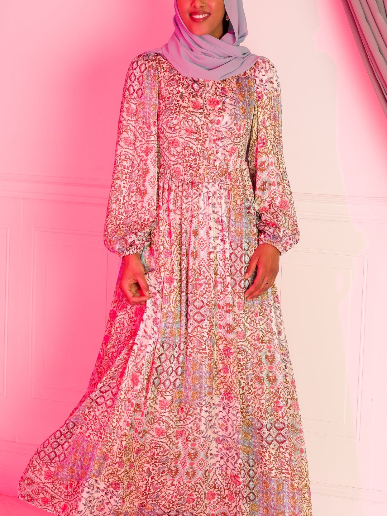 Cream Pretty Fatima floral print corset maxi dress Kabayare