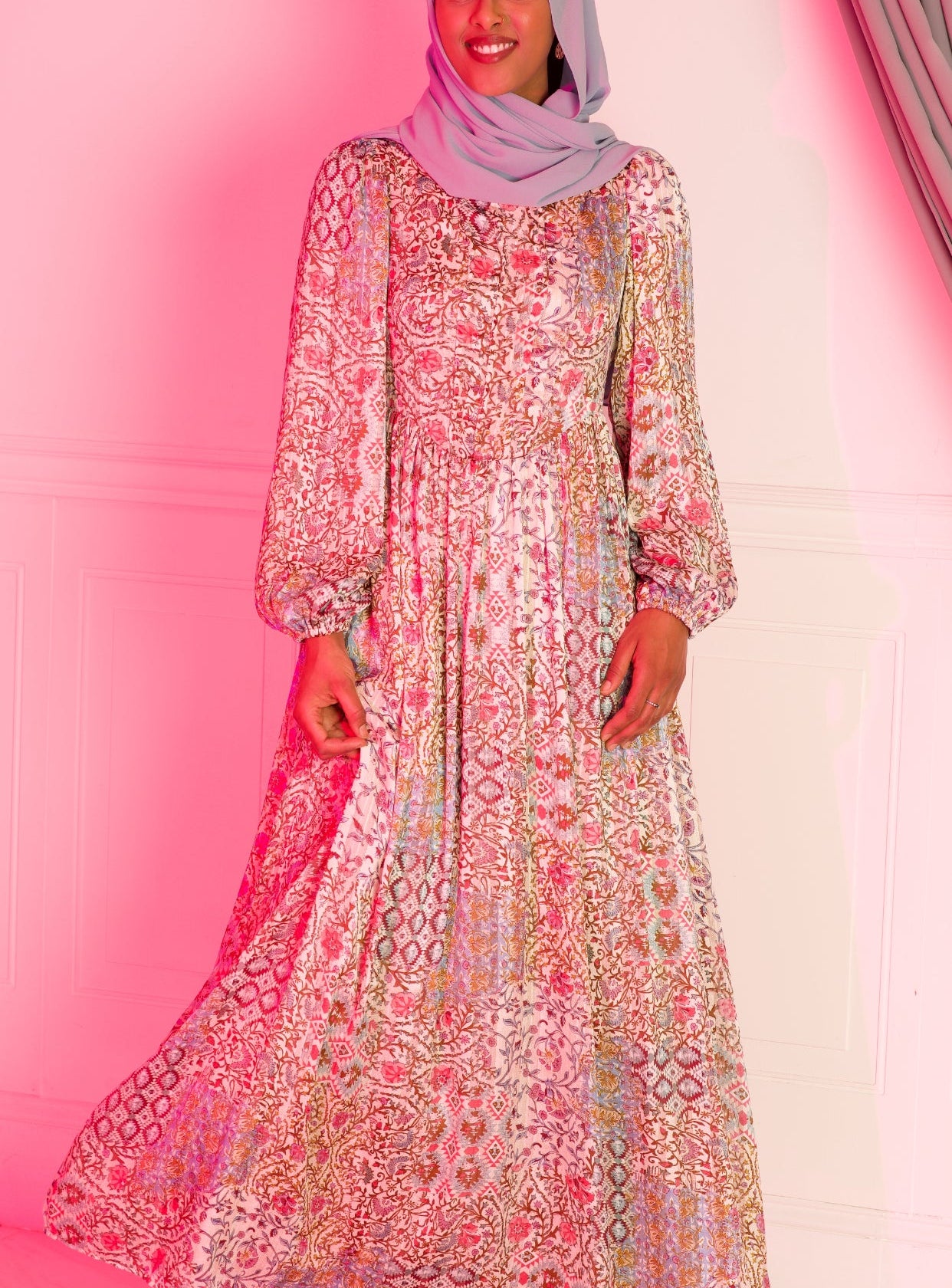 Cream Pretty Fatima floral print corset maxi dress Kabayare