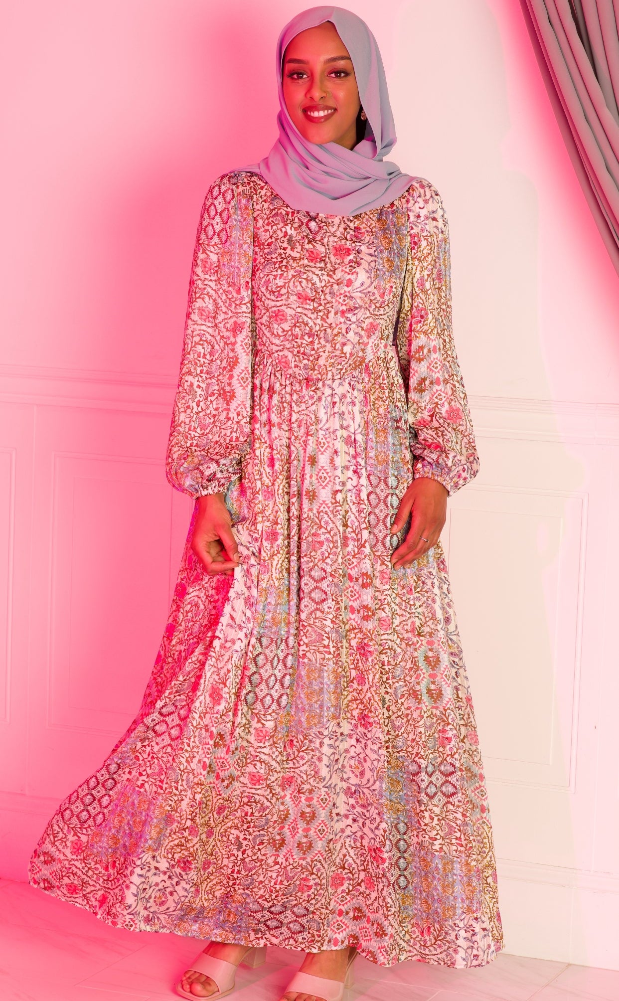 Cream Pretty Fatima floral print corset maxi dress Kabayare