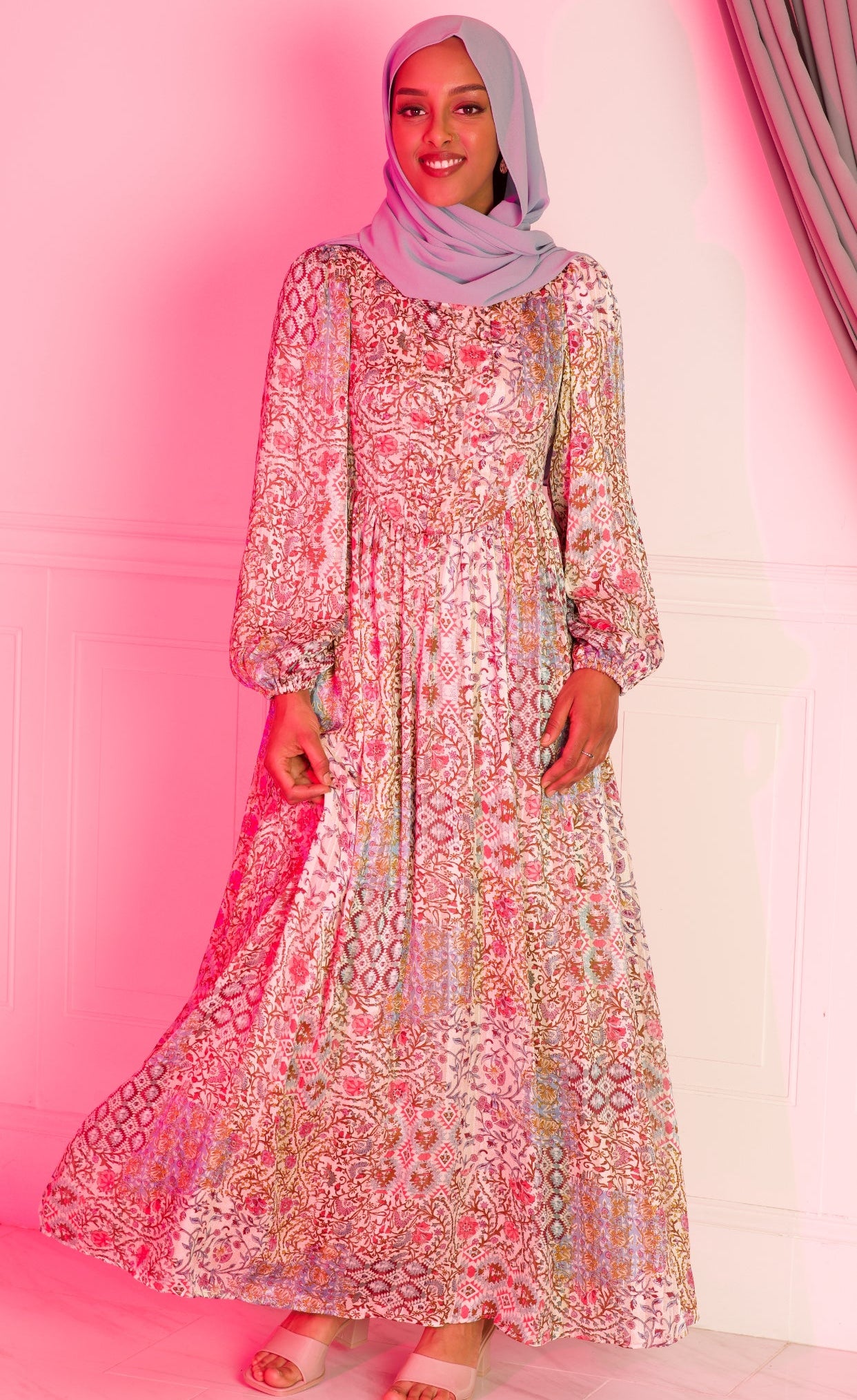 Cream Pretty Fatima floral print corset maxi dress Kabayare