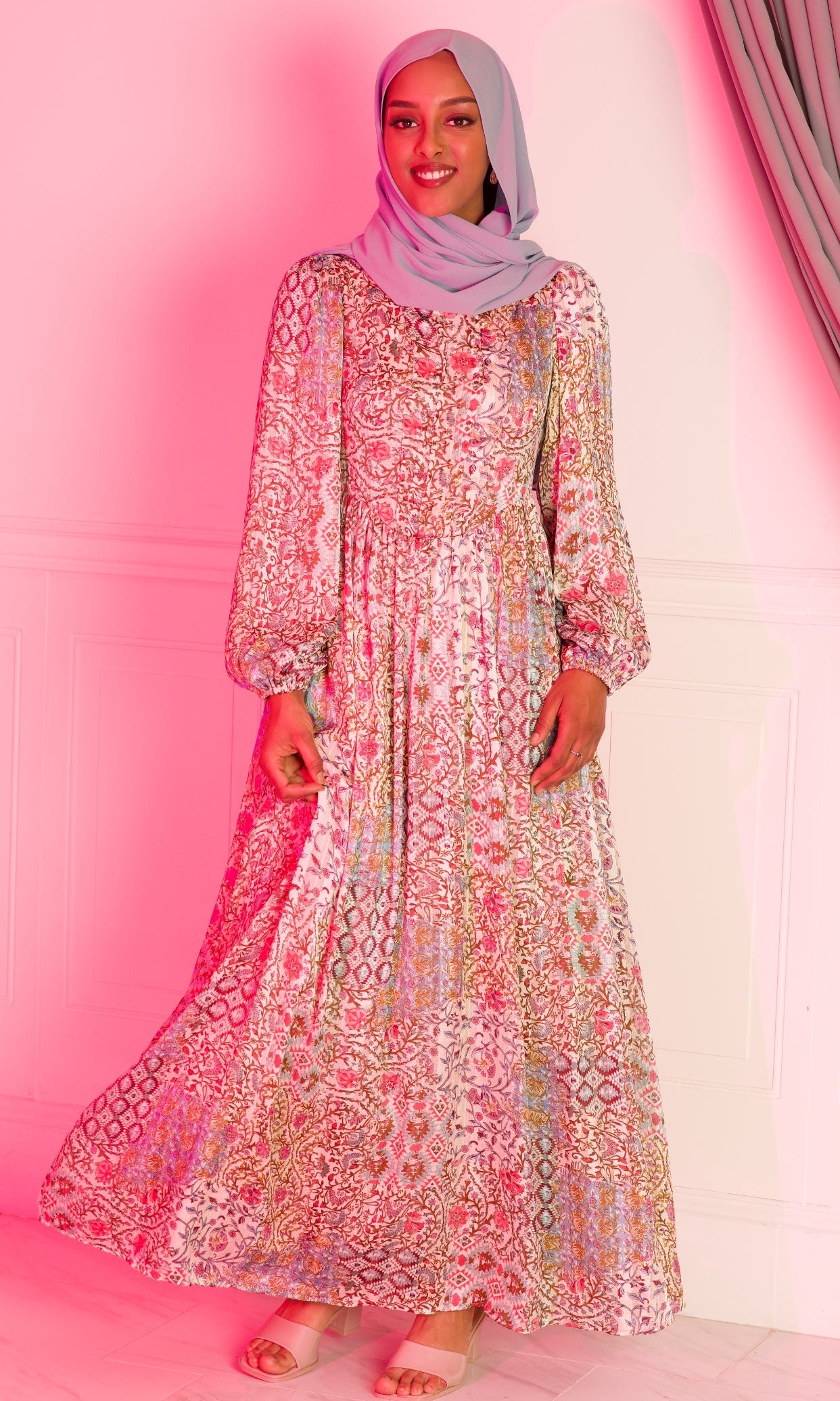 Cream Pretty Fatima floral print corset maxi dress Kabayare