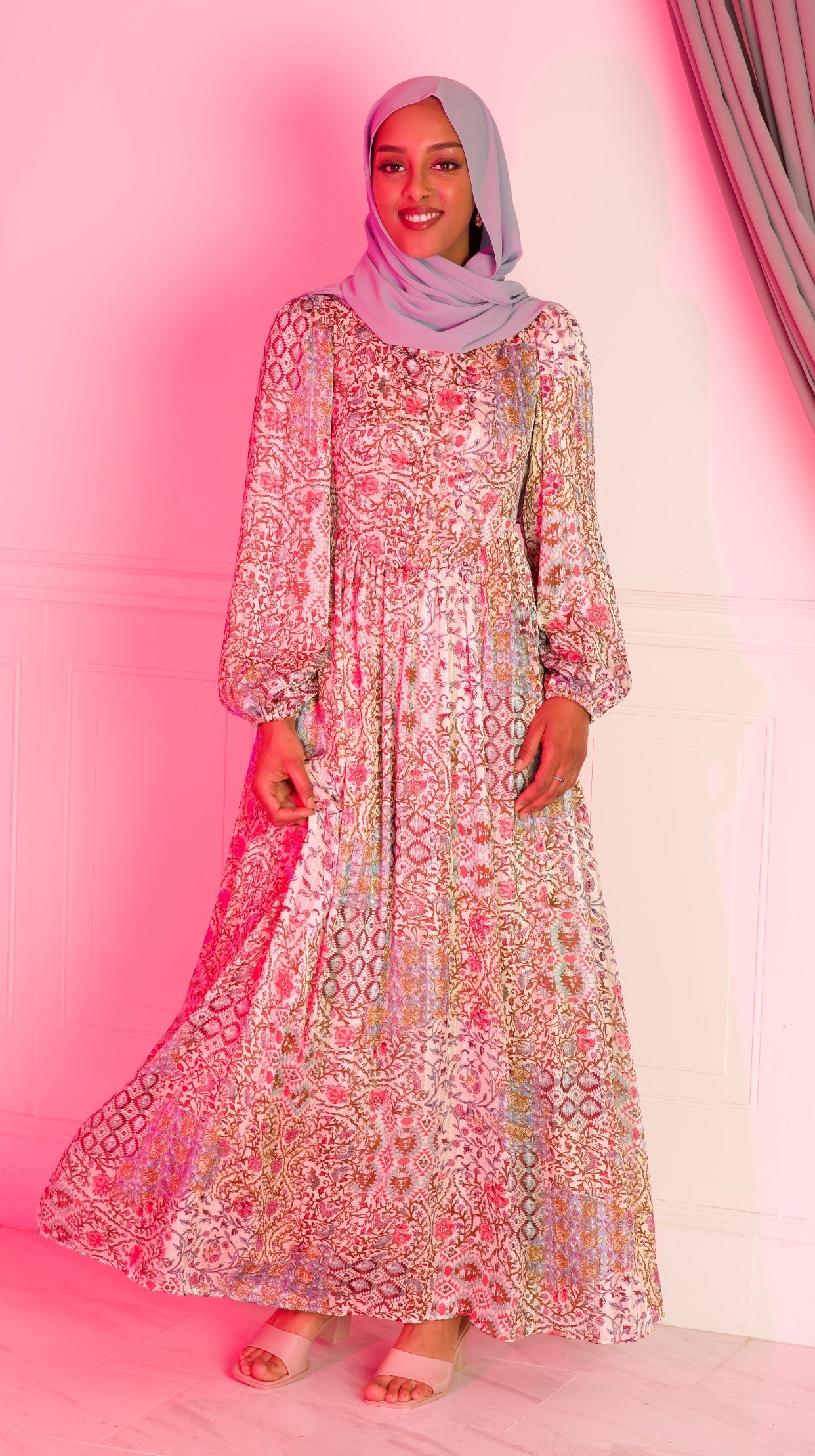 Cream Pretty Fatima floral print corset maxi dress Kabayare