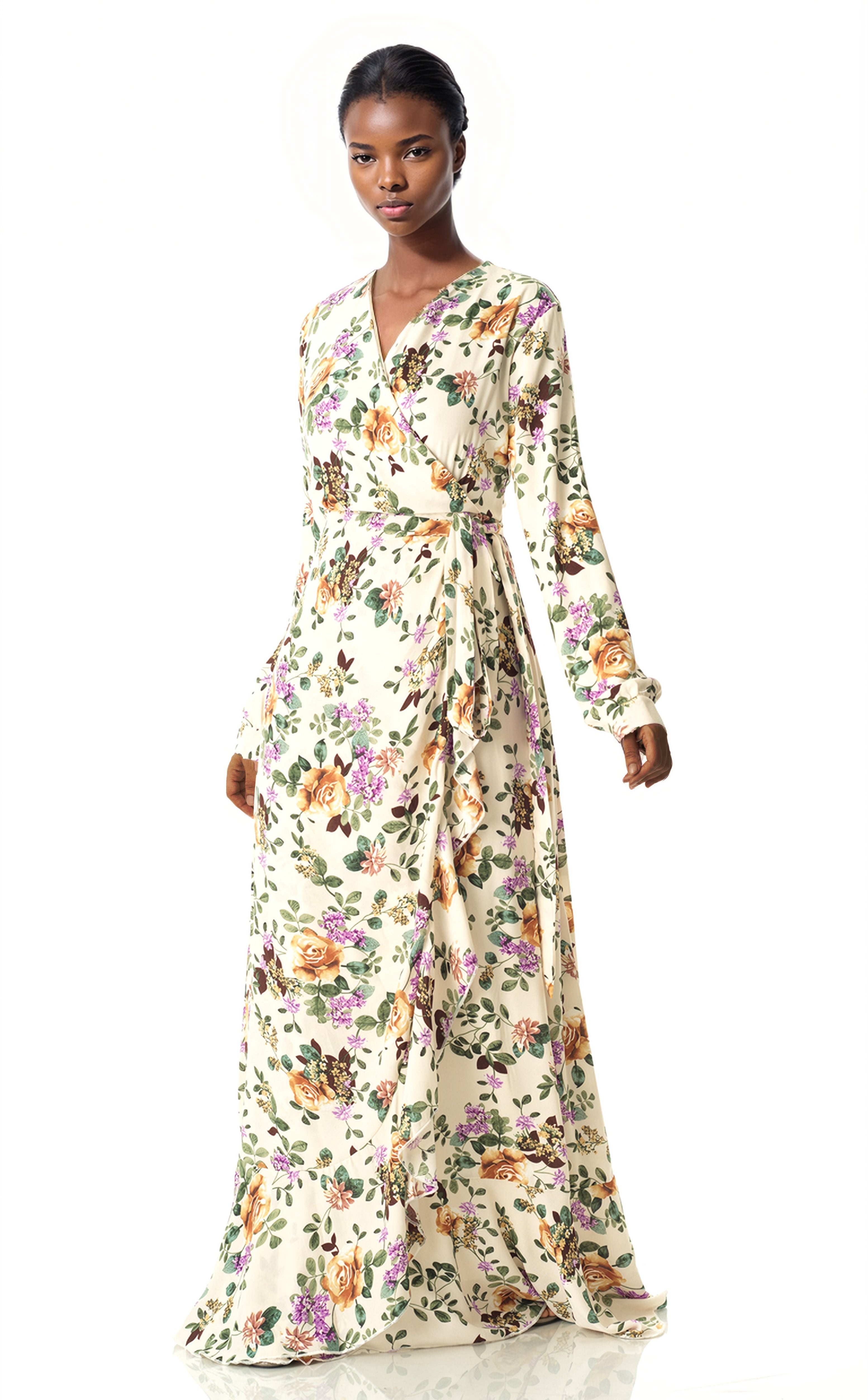 Dalila floral print wrapped maxi dress Kabayare