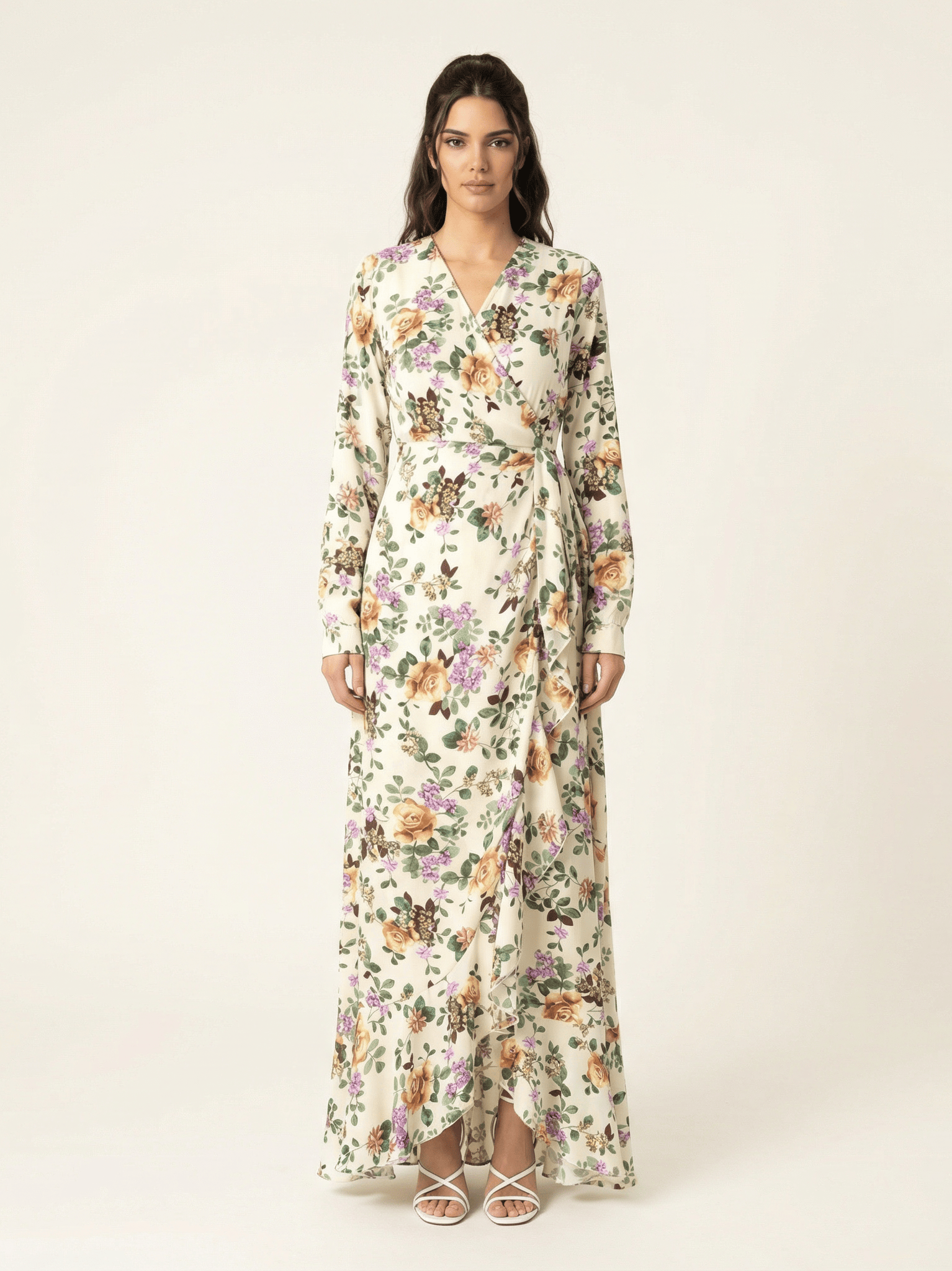Dalila floral print wrapped maxi dress Kabayare