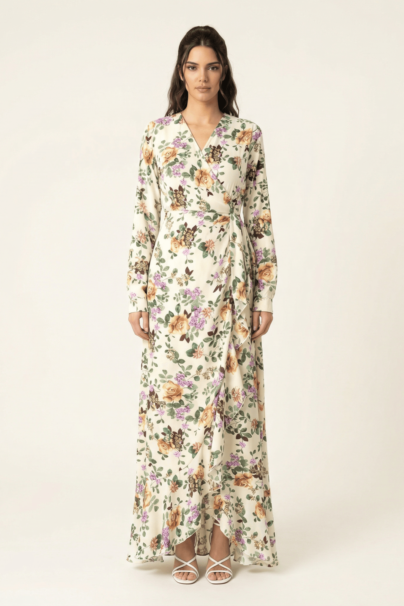 Dalila floral print wrapped maxi dress Kabayare