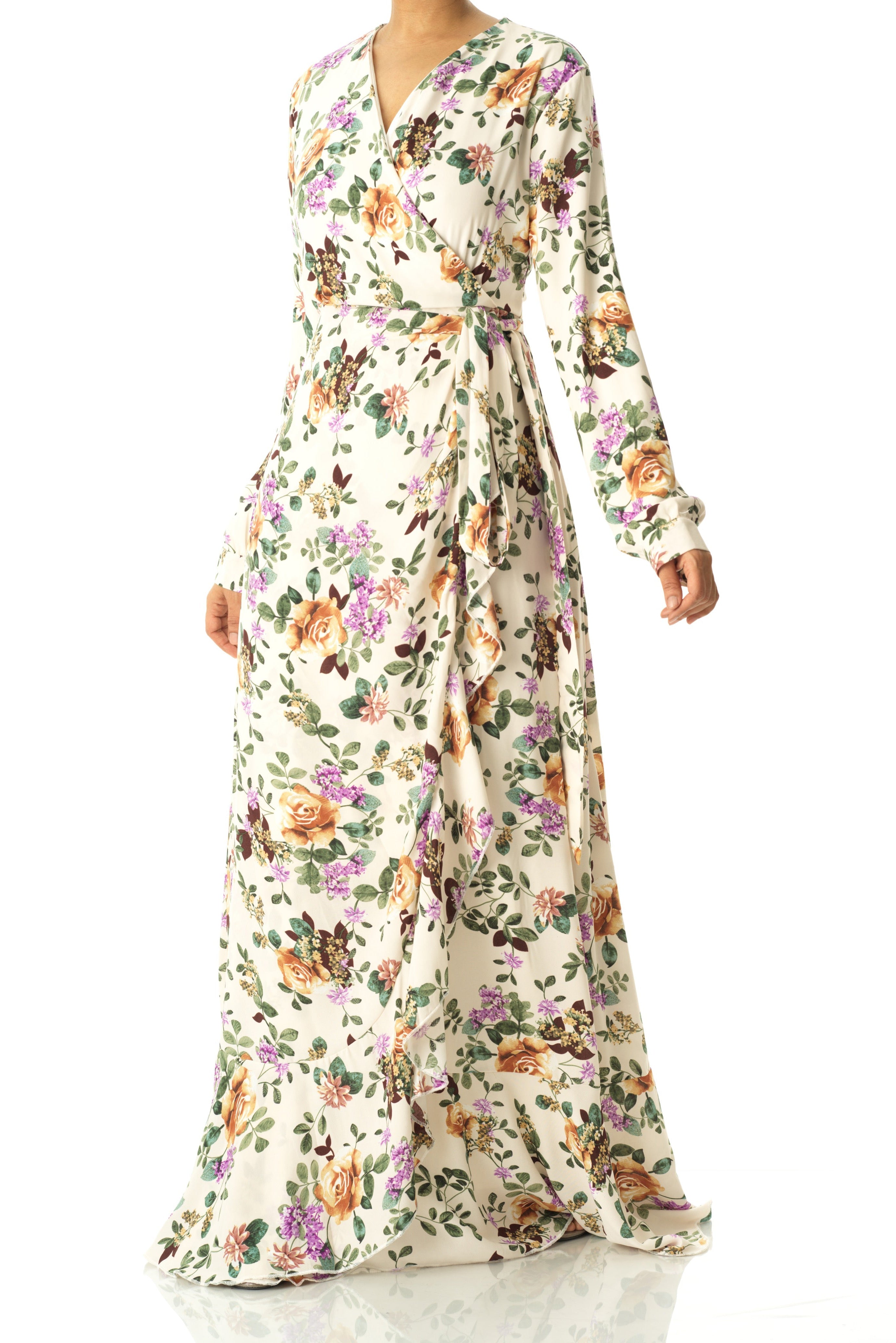 Dalila floral print wrapped maxi dress Kabayare