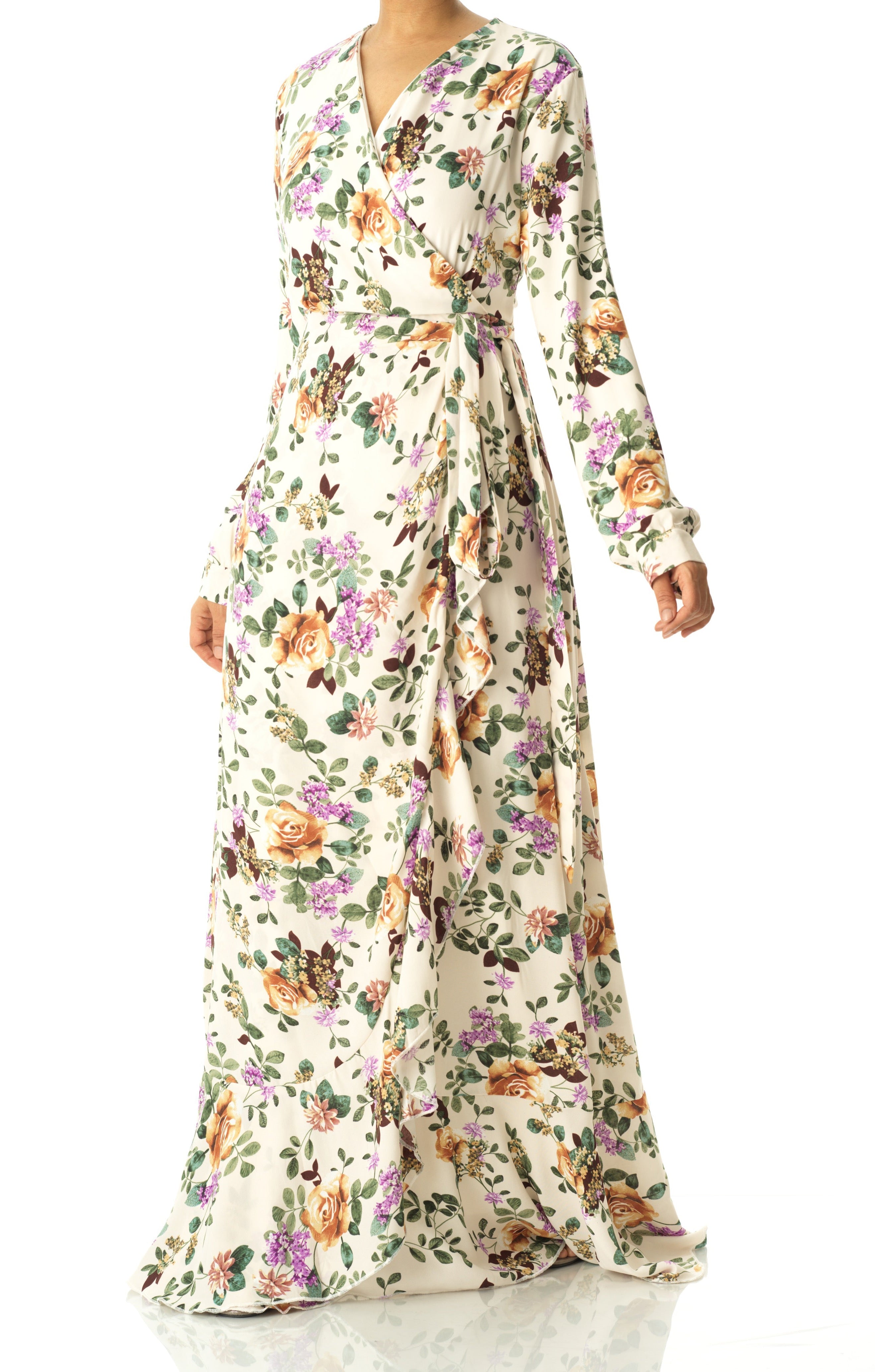 Dalila floral print wrapped maxi dress Kabayare