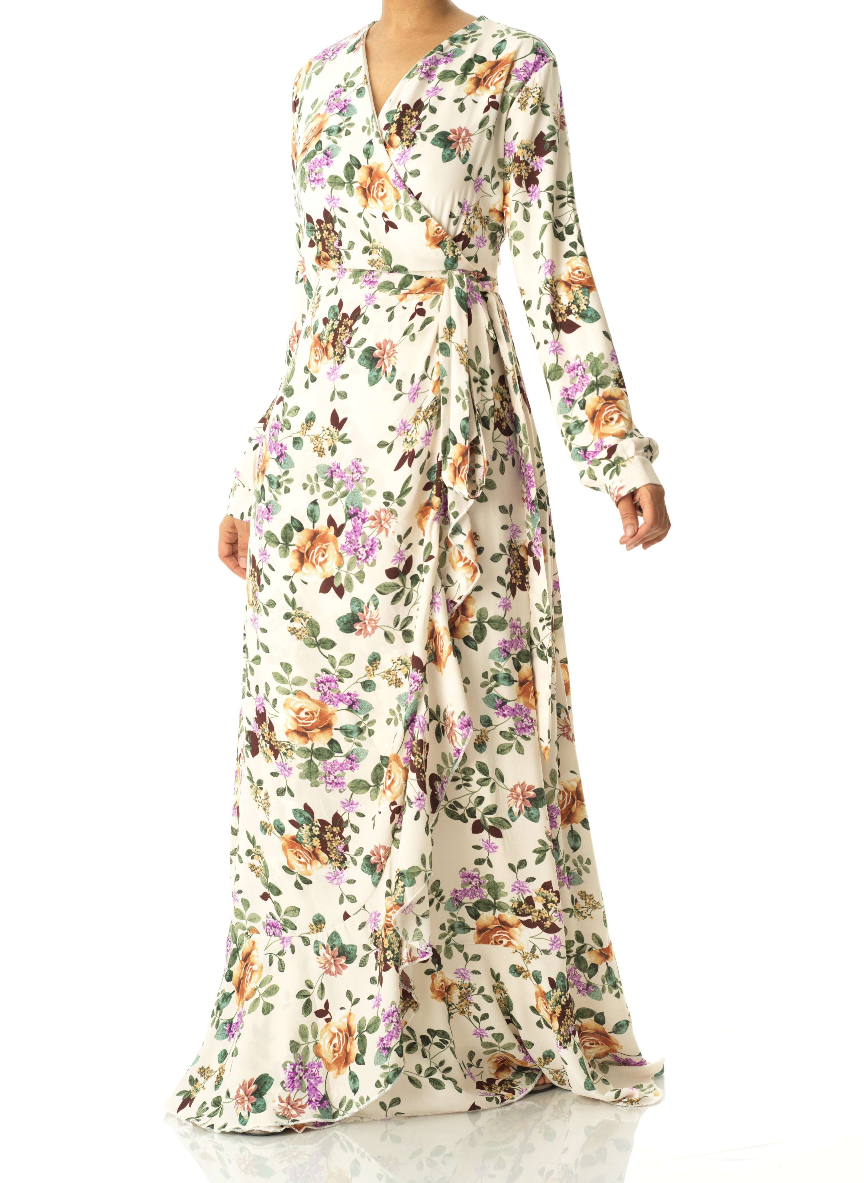 Dalila floral print wrapped maxi dress Kabayare
