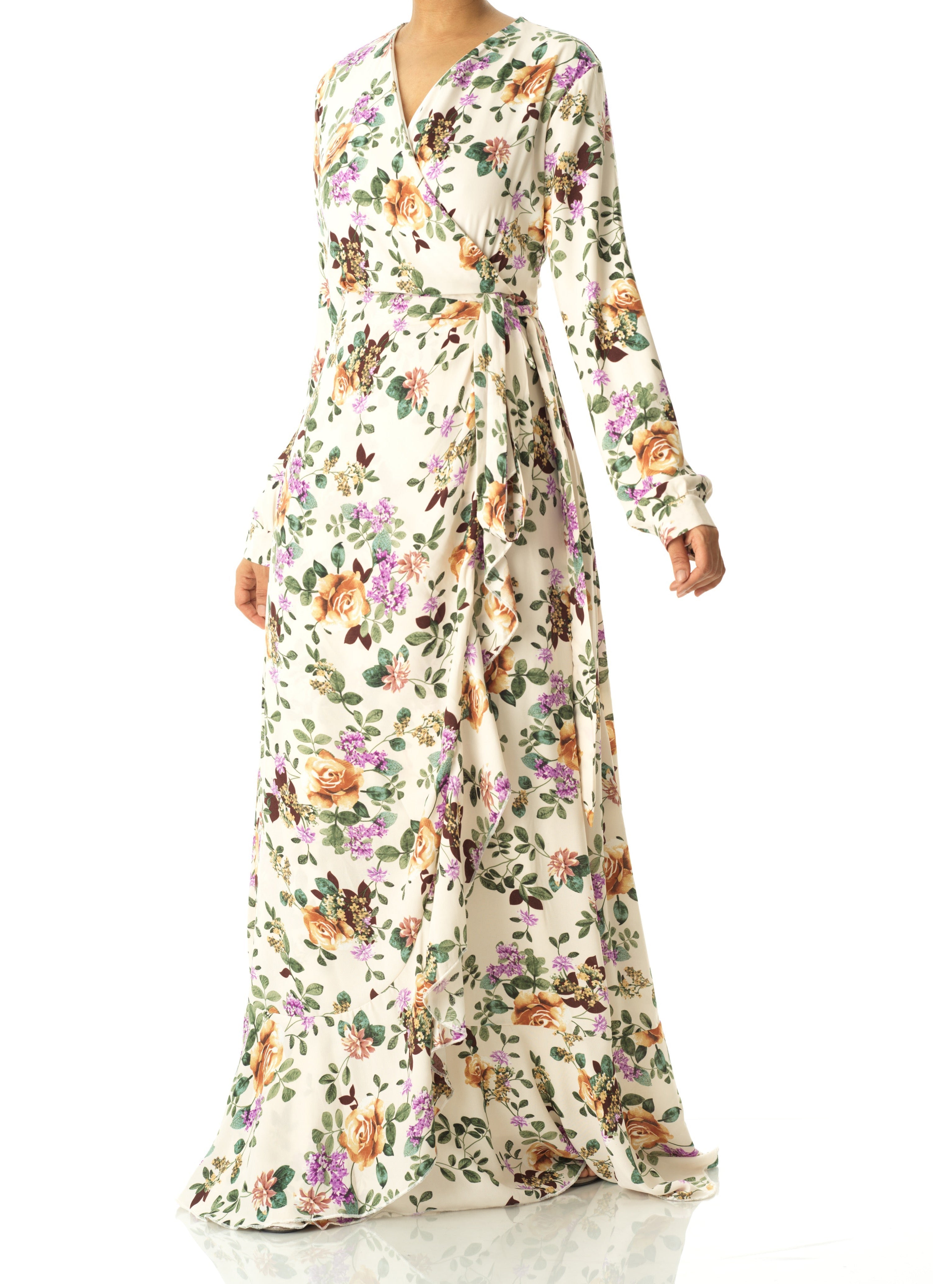 Dalila floral print wrapped maxi dress Kabayare