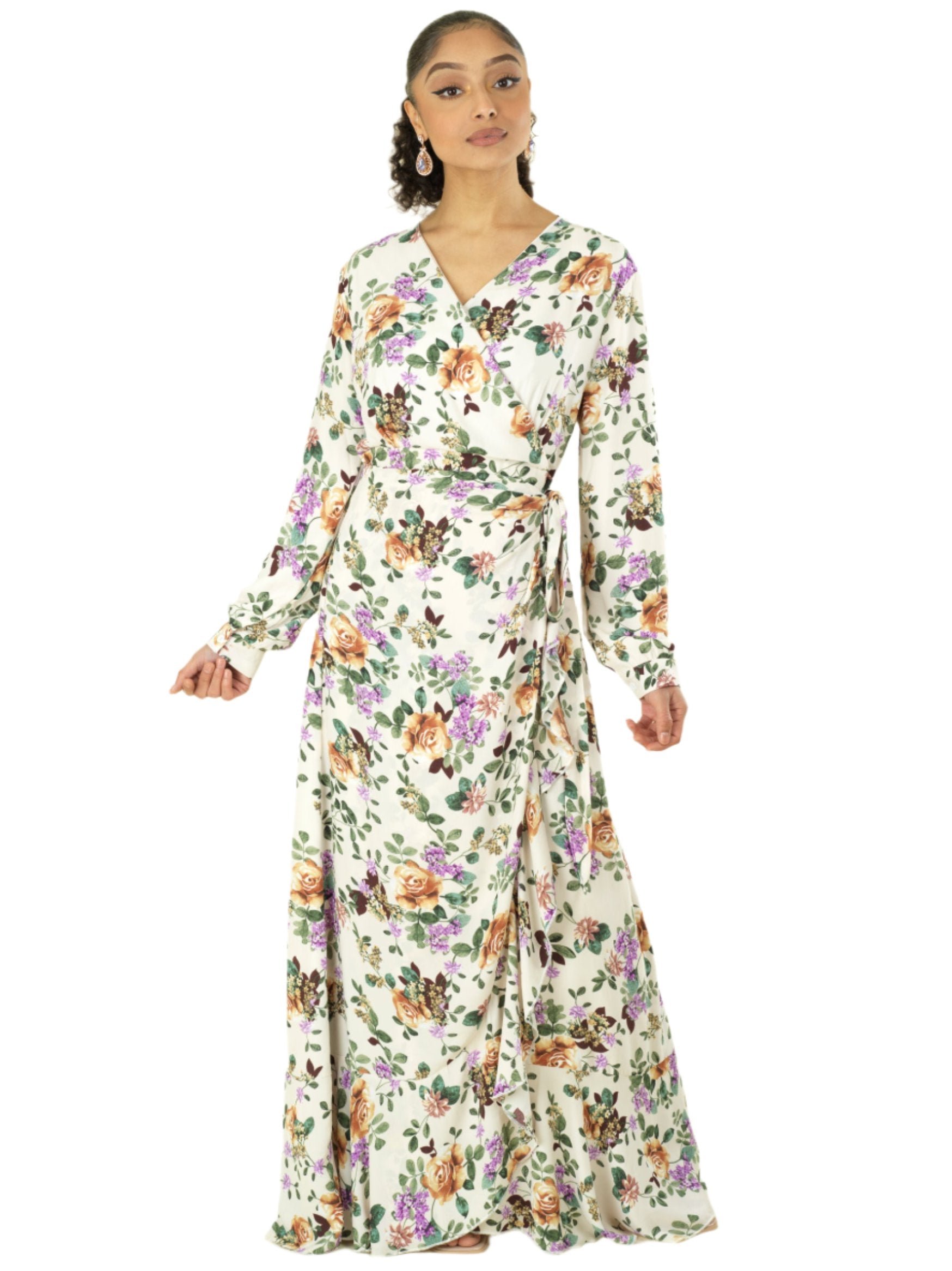 Dalila floral print wrapped maxi dress Kabayare