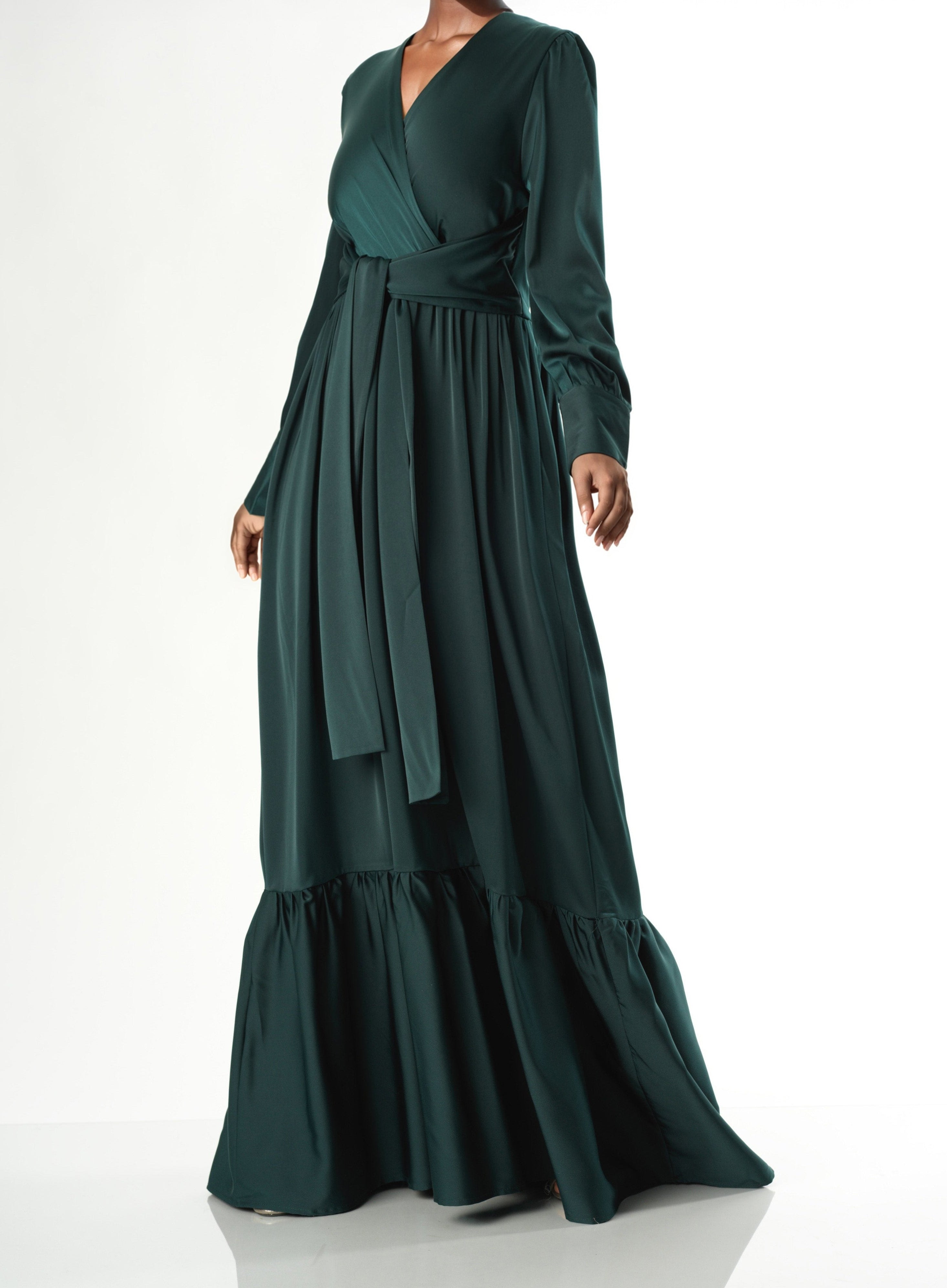 Dancing With You pretty satin Long sleeve Maxi dress Kabayare