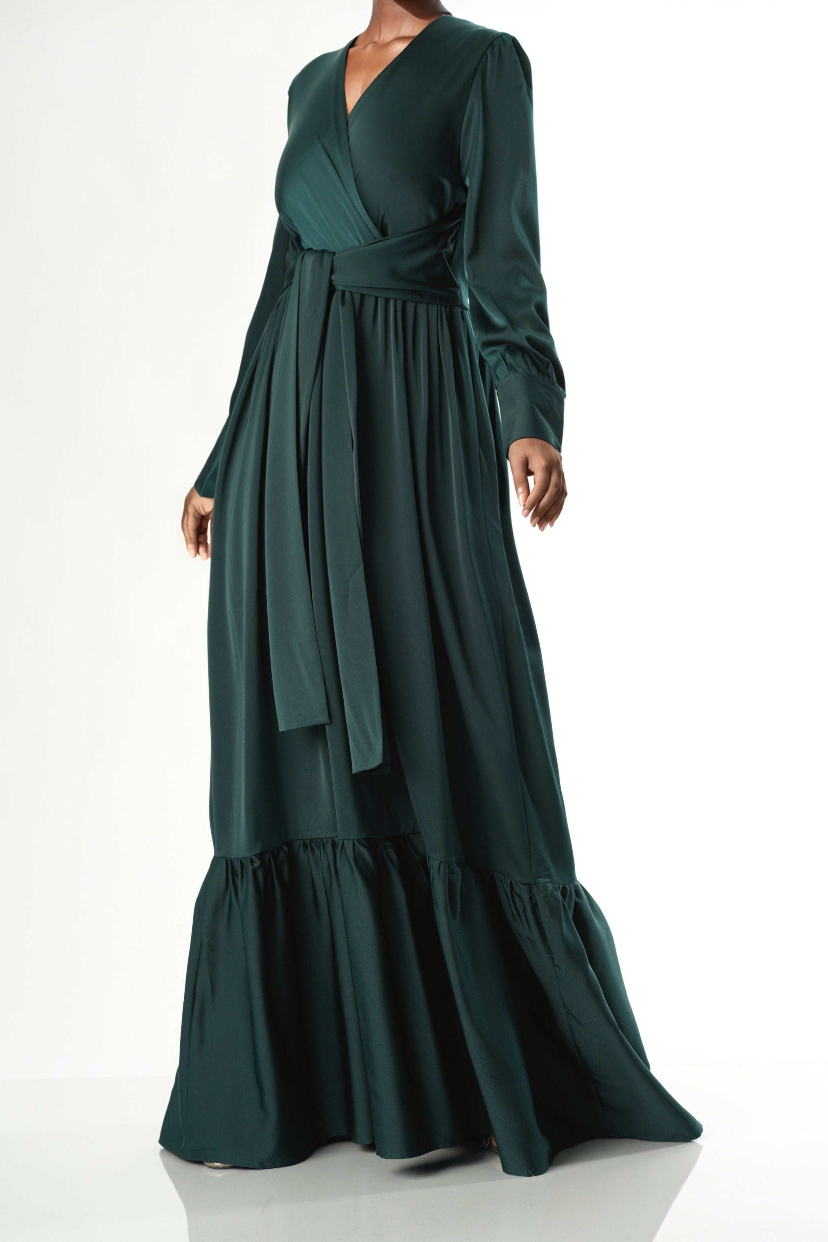Dancing With You pretty satin Long sleeve Maxi dress Kabayare