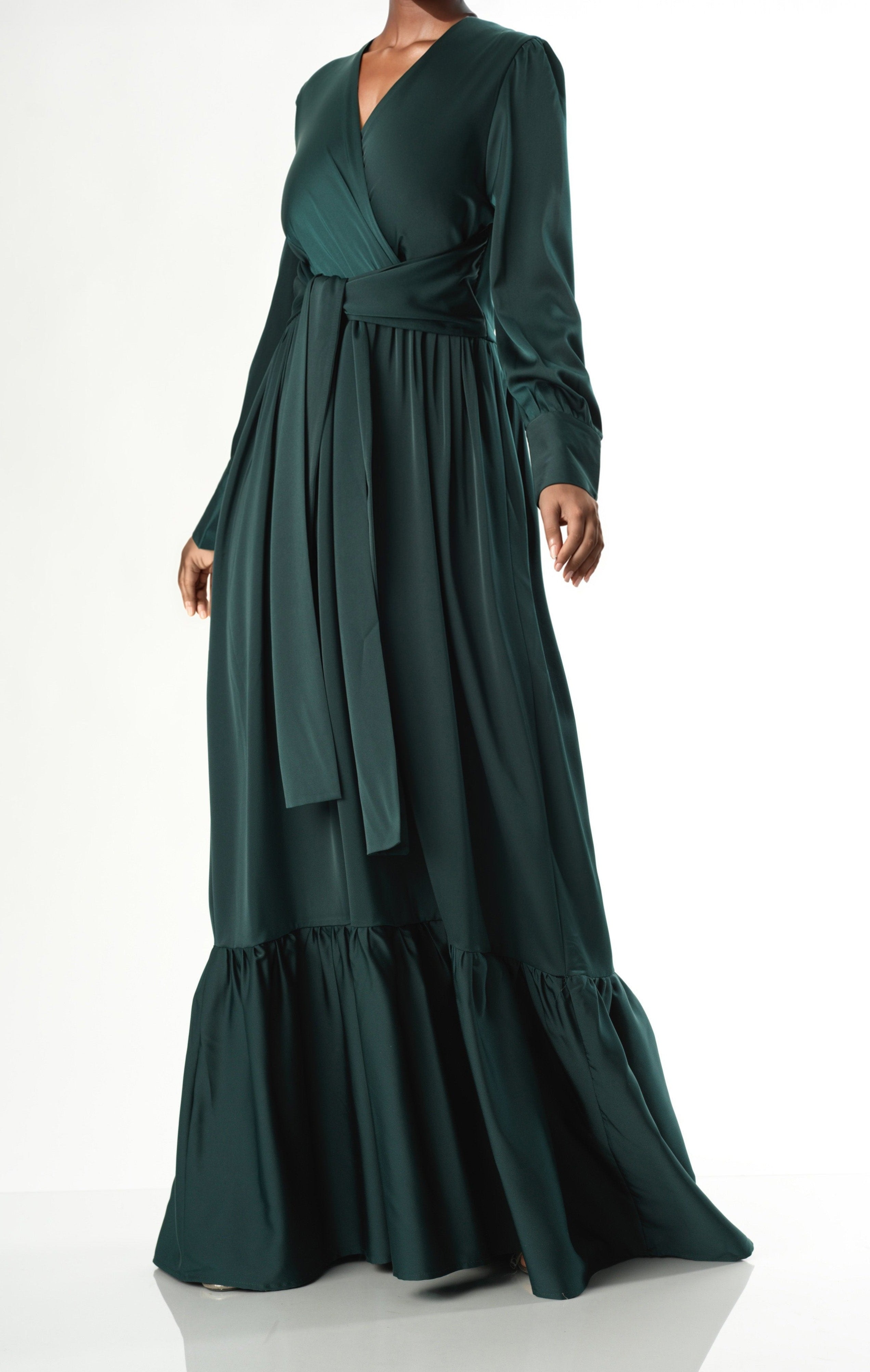 Dancing With You pretty satin Long sleeve Maxi dress Kabayare