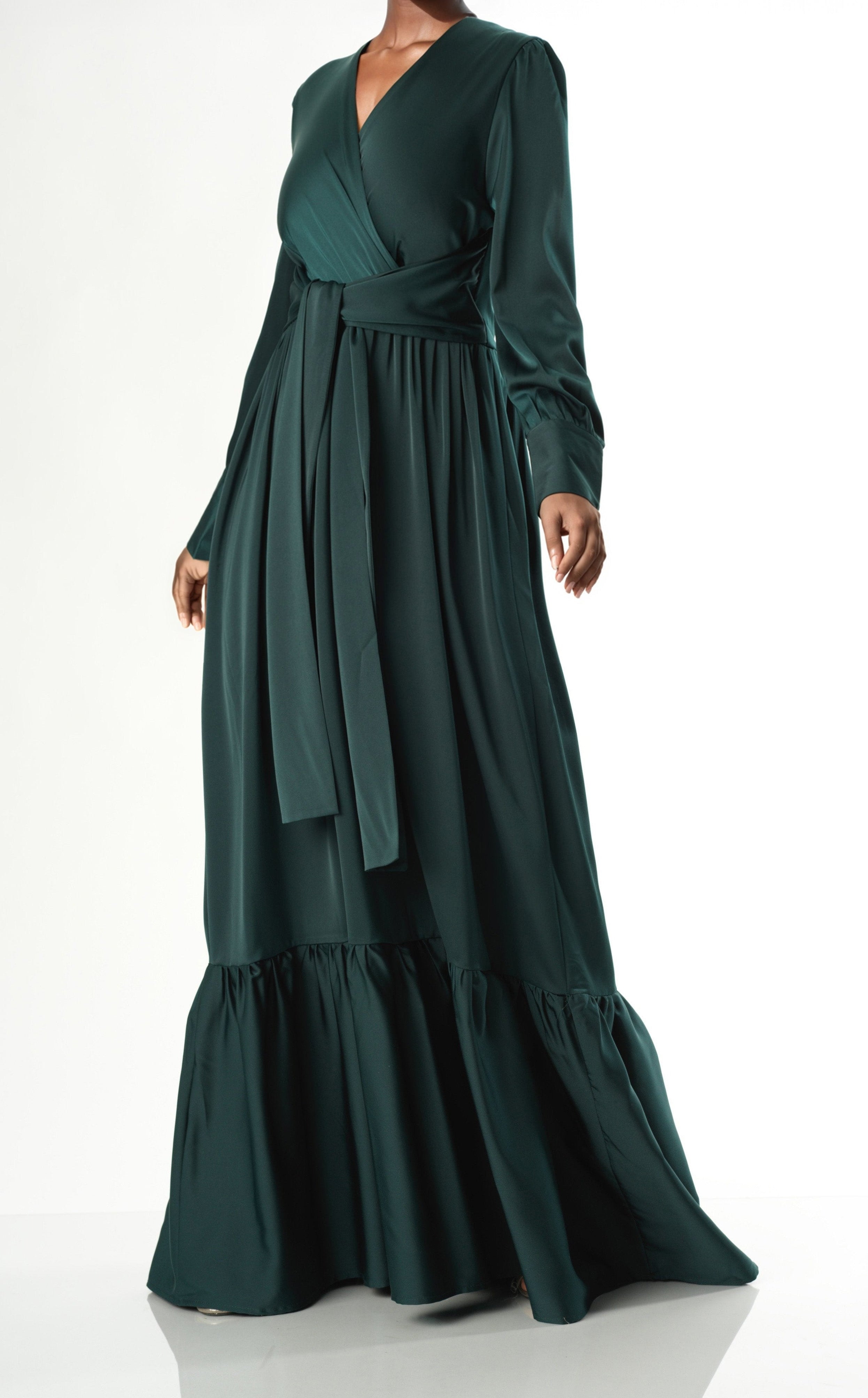 Dancing With You pretty satin Long sleeve Maxi dress Kabayare