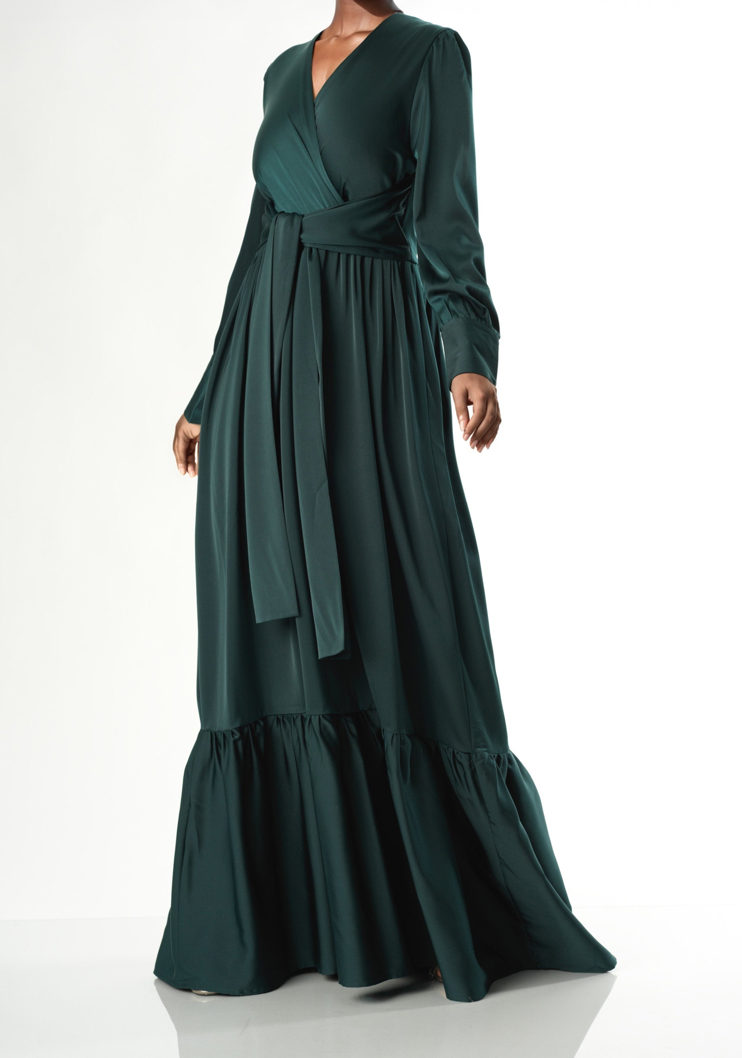Dancing With You pretty satin Long sleeve Maxi dress Kabayare