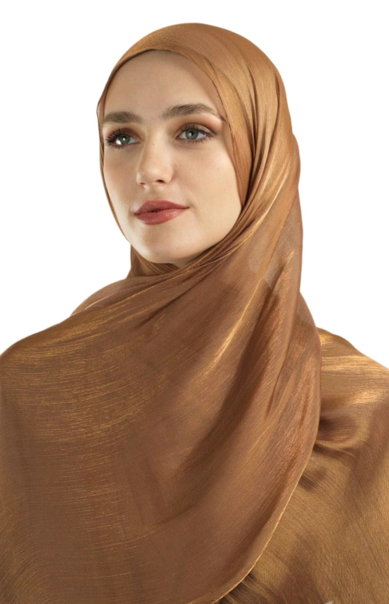deep gold Shimmering Silk Chiffon hijab Kabayare