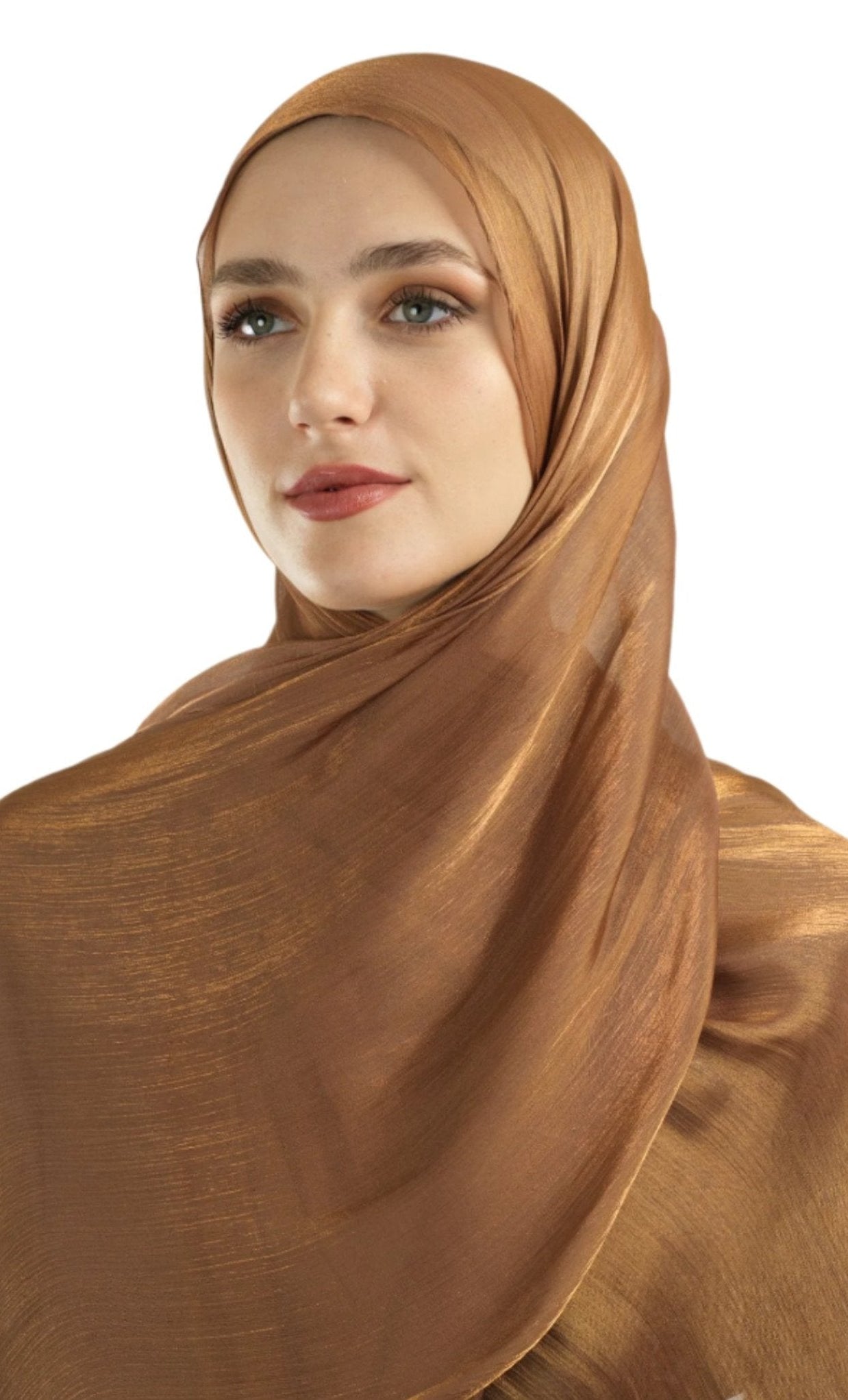 deep gold Shimmering Silk Chiffon hijab Kabayare