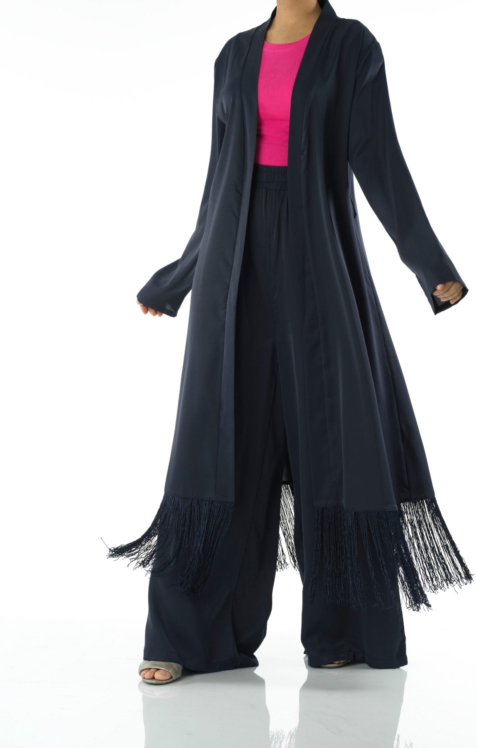 Deep Navy Fringe detail Matching set Kabayare