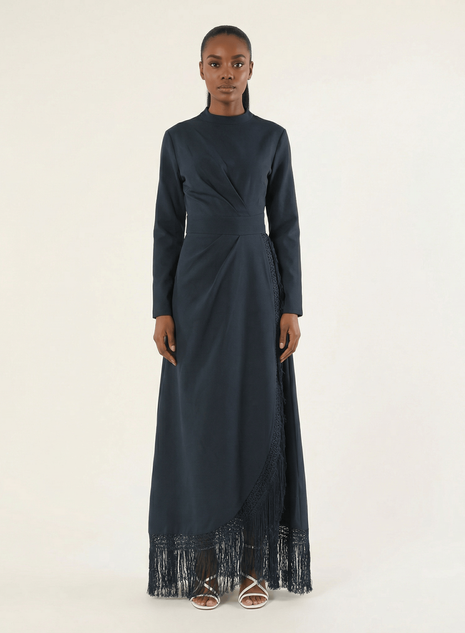 Deep Navy Fringe queen maxi dress Kabayare