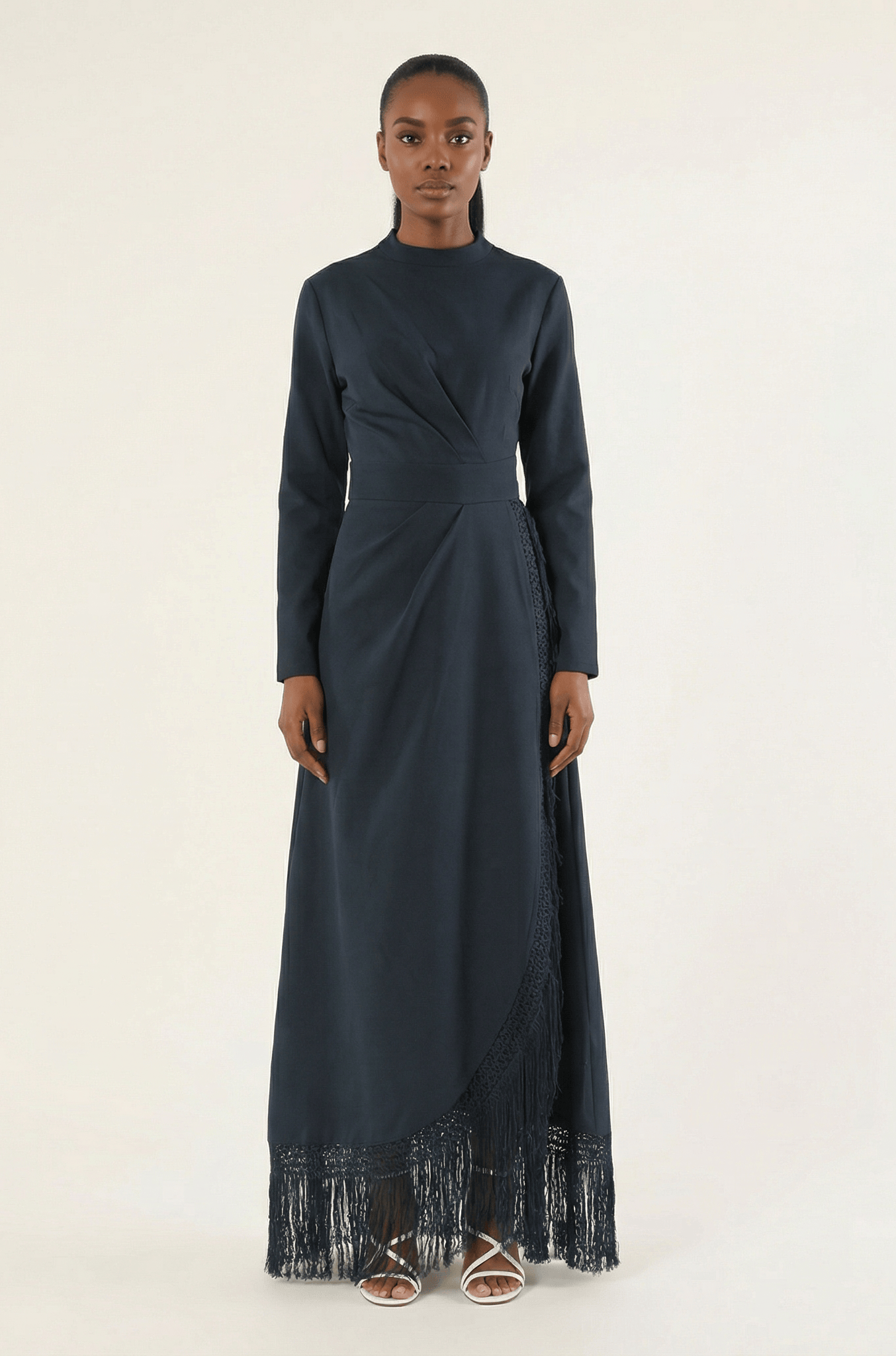 Deep Navy Fringe queen maxi dress Kabayare