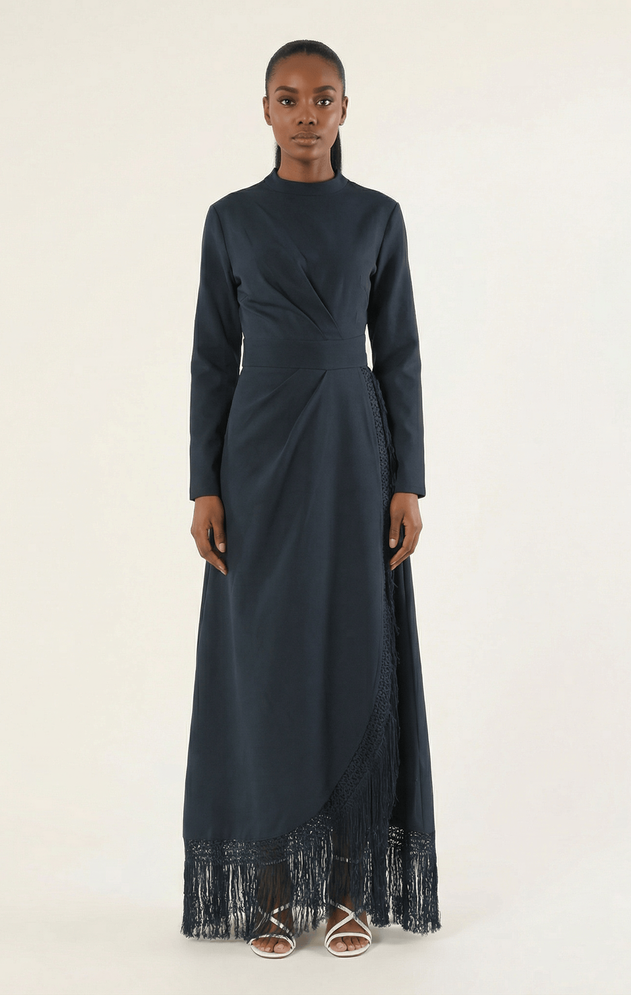 Deep Navy Fringe queen maxi dress Kabayare