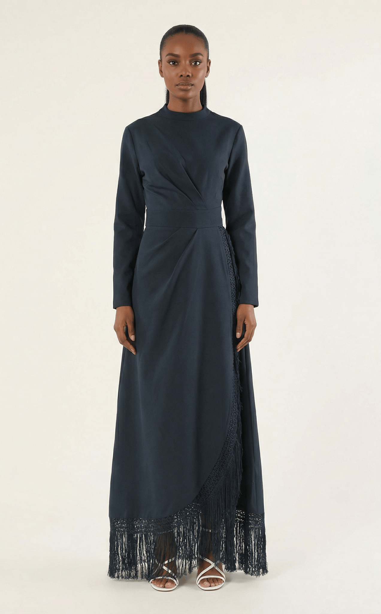 Deep Navy Fringe queen maxi dress Kabayare