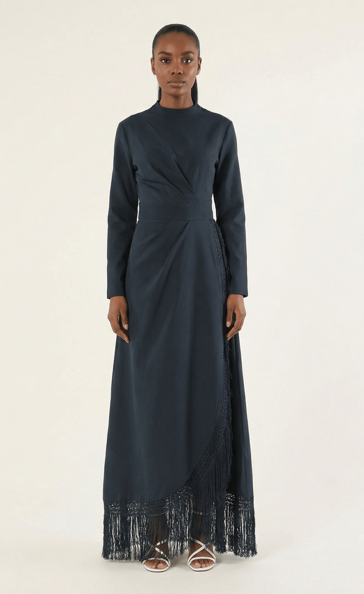 Deep Navy Fringe queen maxi dress Kabayare
