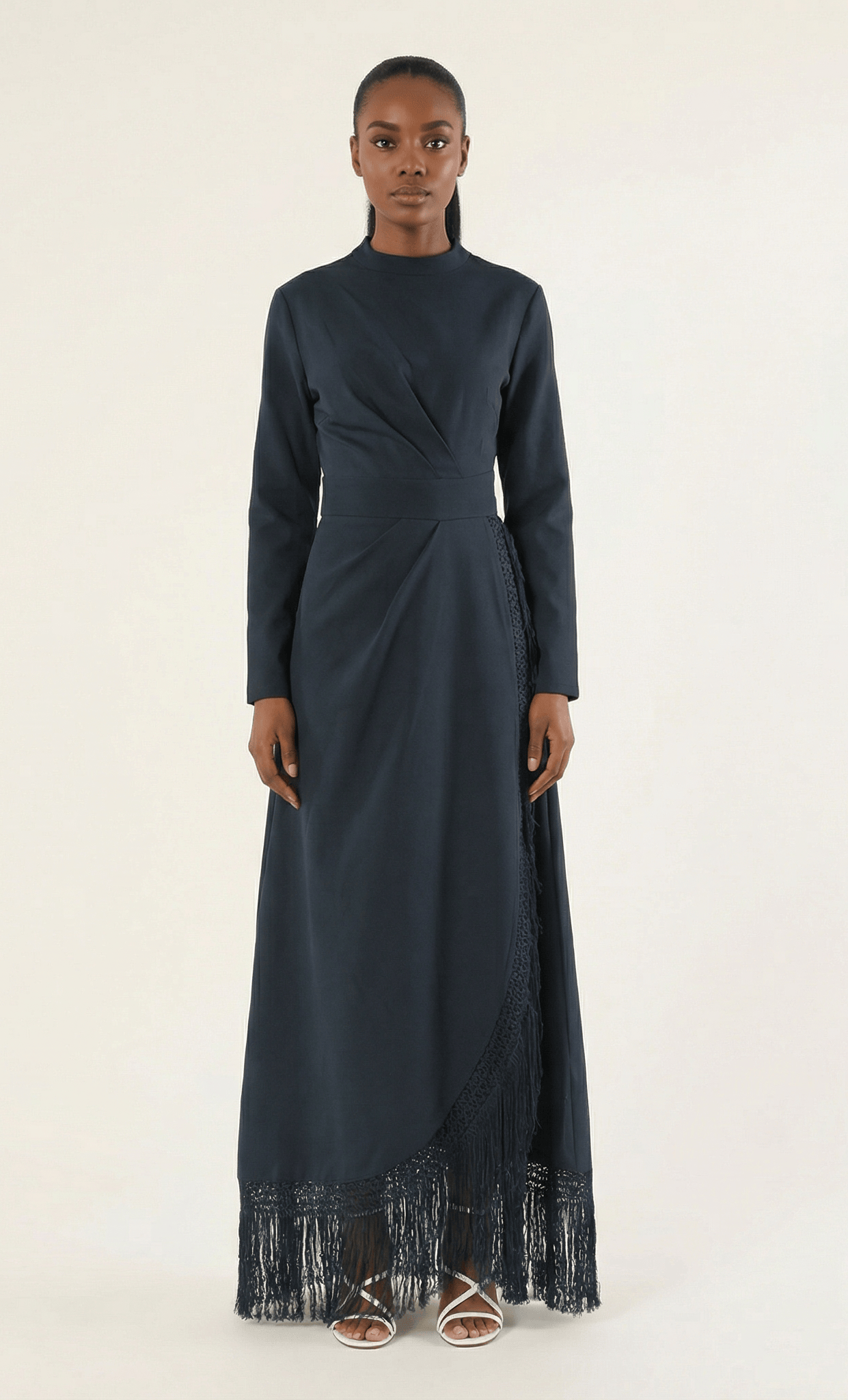 Deep Navy Fringe queen maxi dress Kabayare