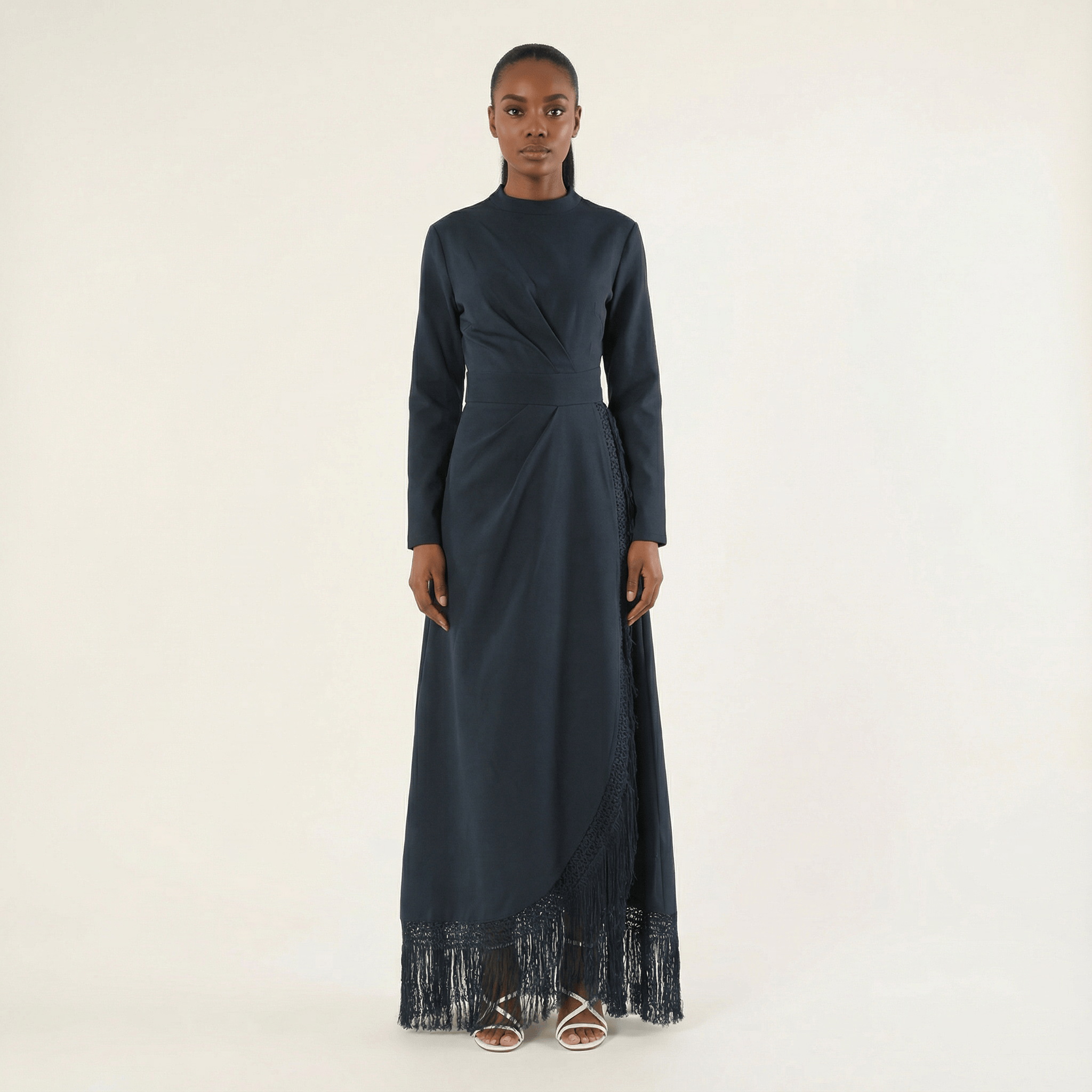 Deep Navy Fringe queen maxi dress Kabayare