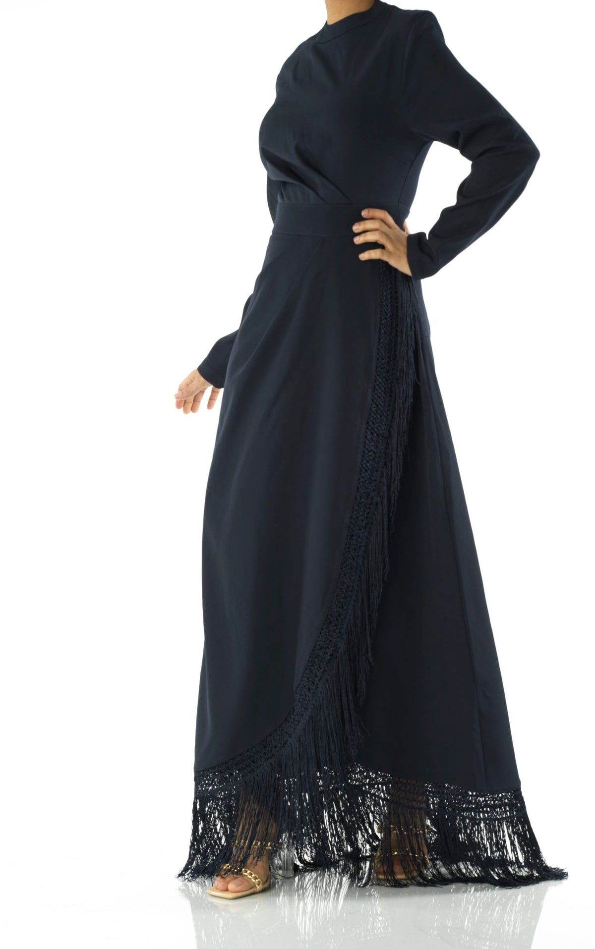 Deep Navy Fringe queen maxi dress Kabayare