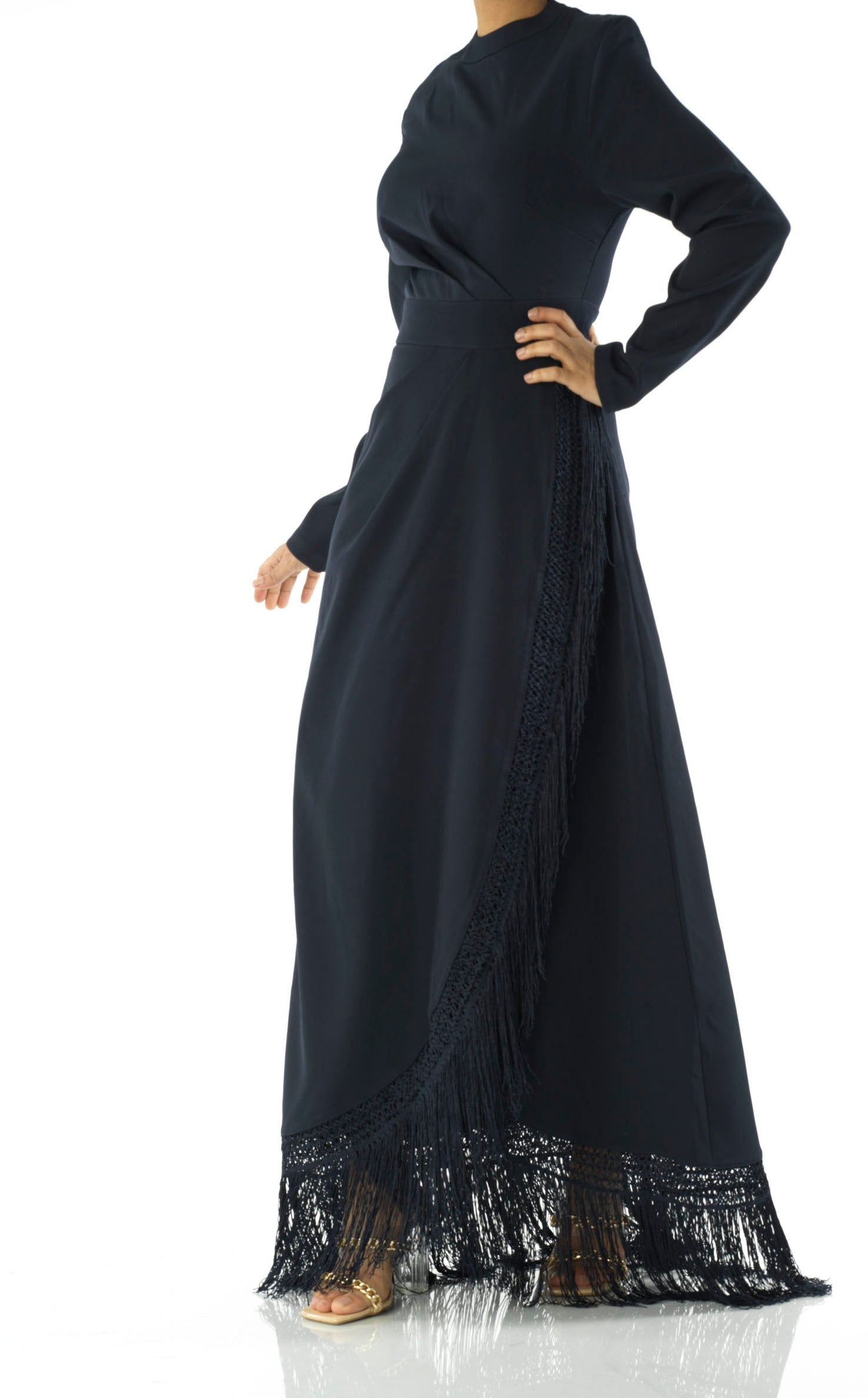 Deep Navy Fringe queen maxi dress Kabayare