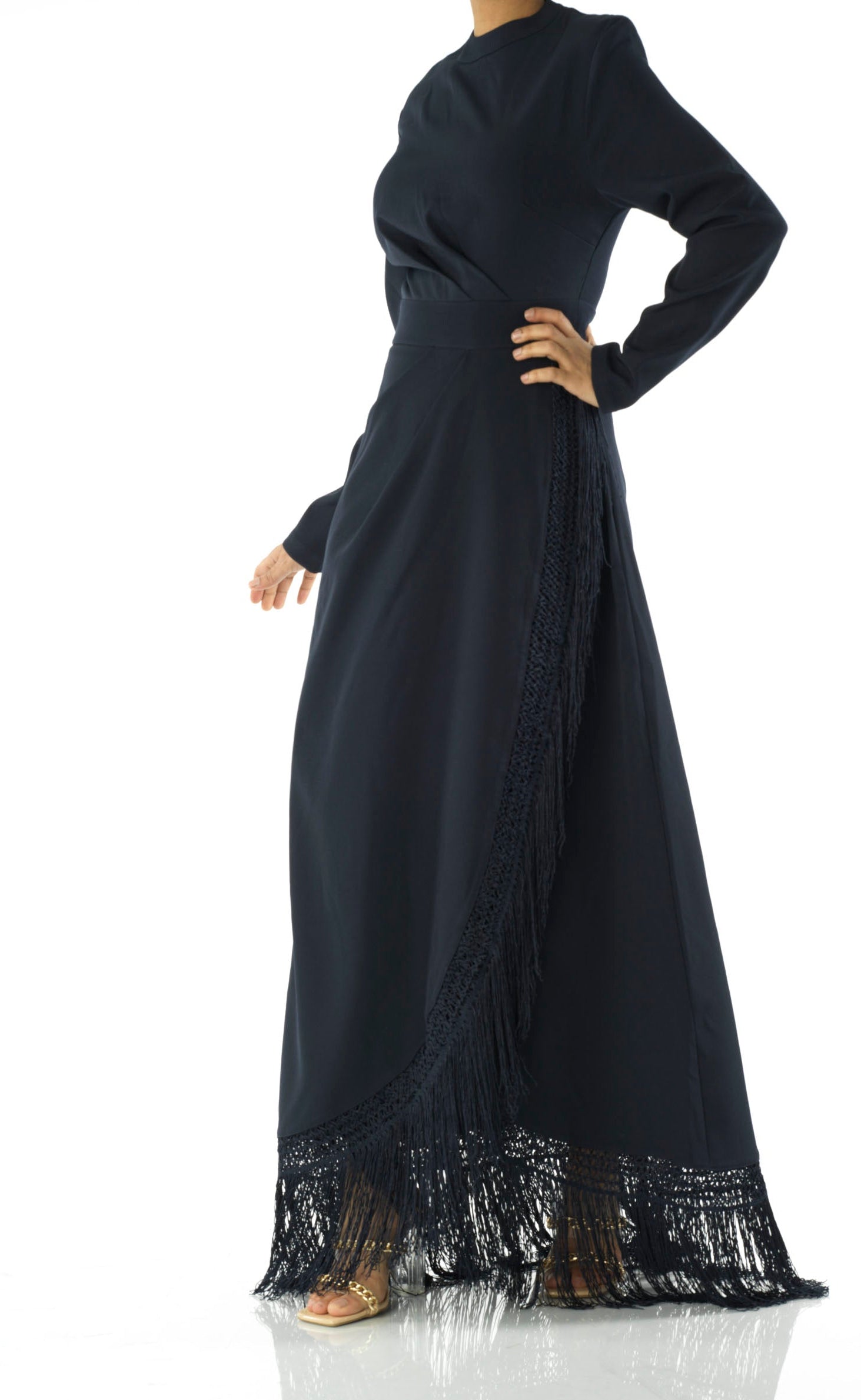 Deep Navy Fringe queen maxi dress Kabayare