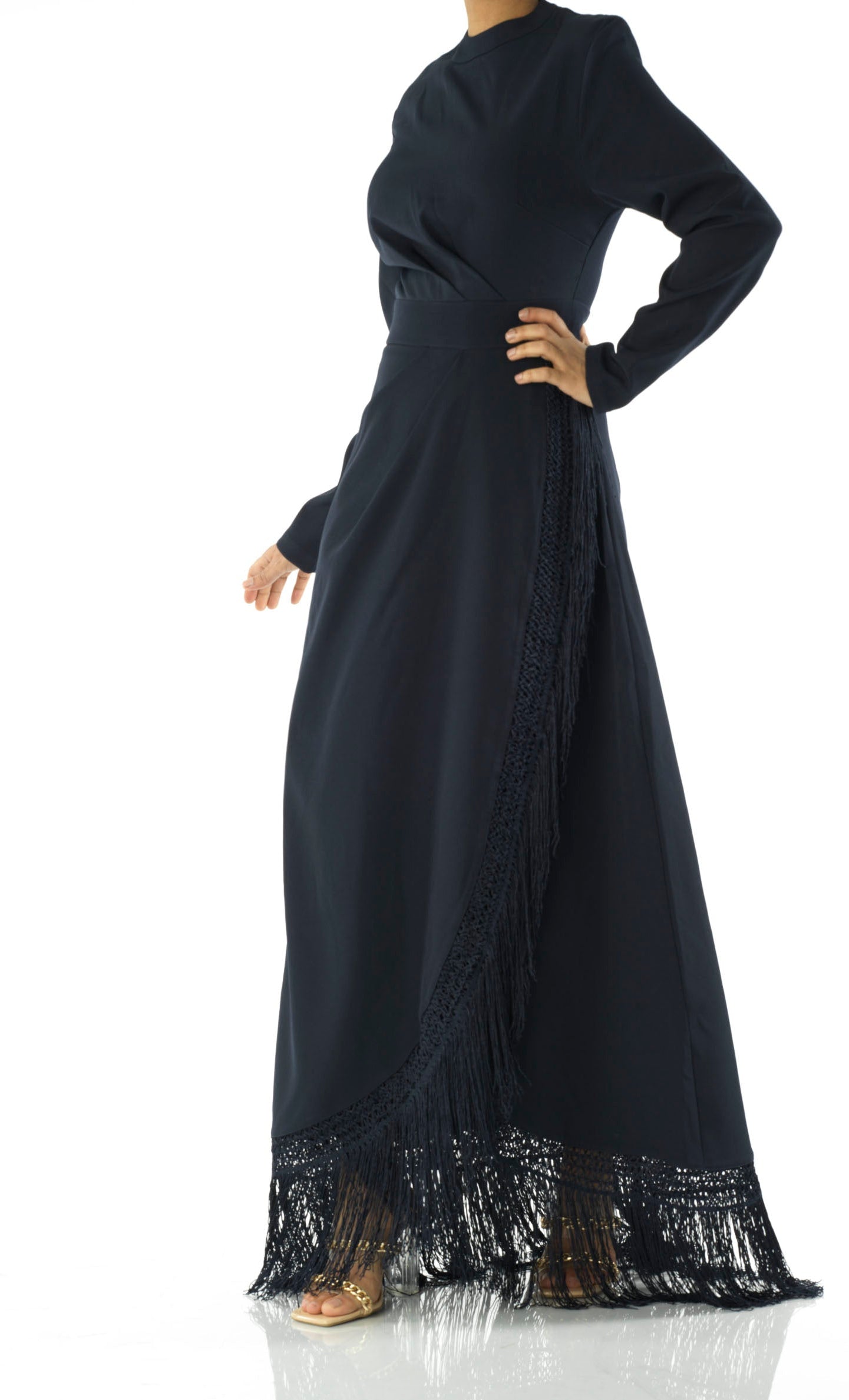 Deep Navy Fringe queen maxi dress Kabayare
