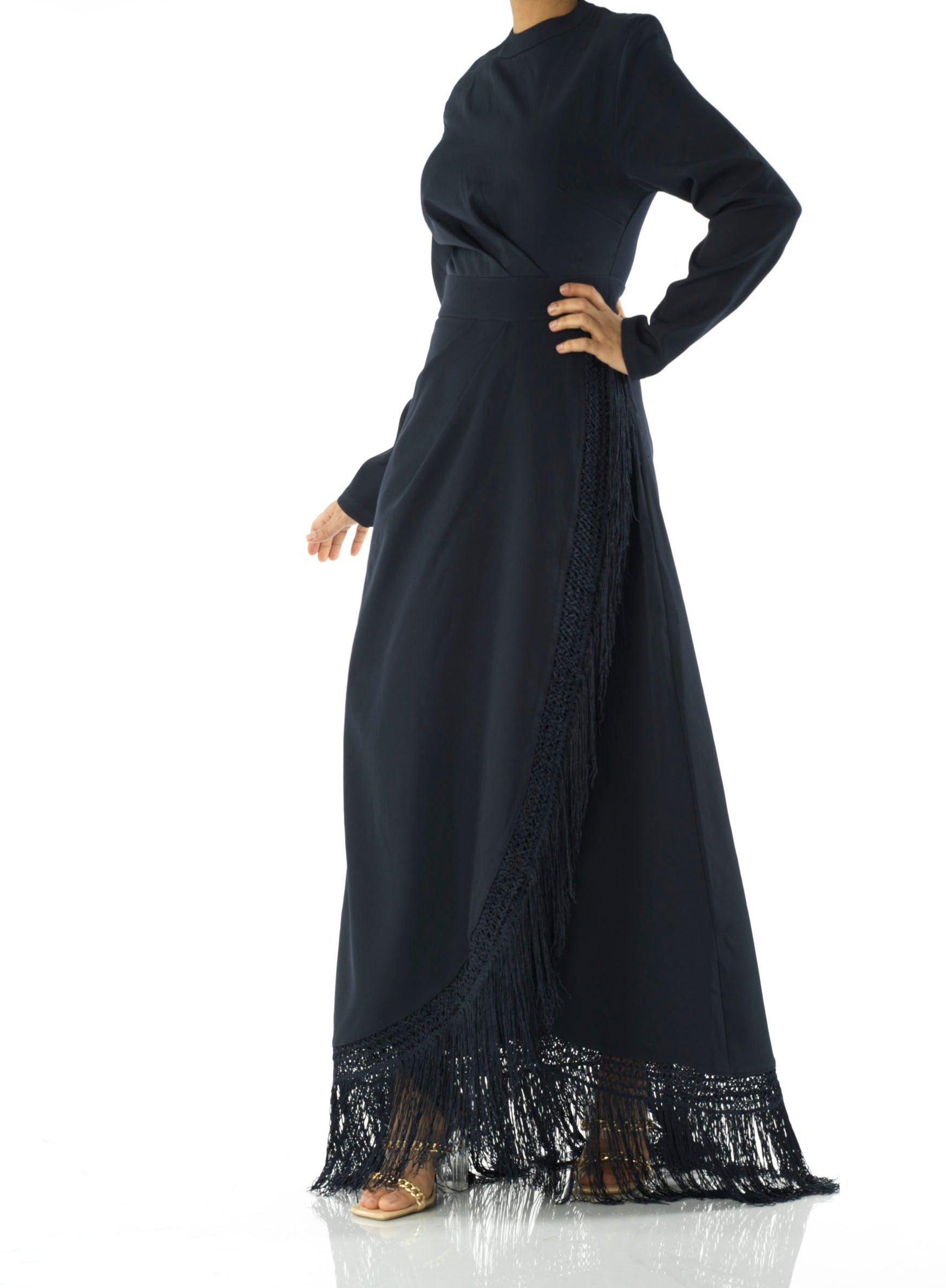 Deep Navy Fringe queen maxi dress Kabayare