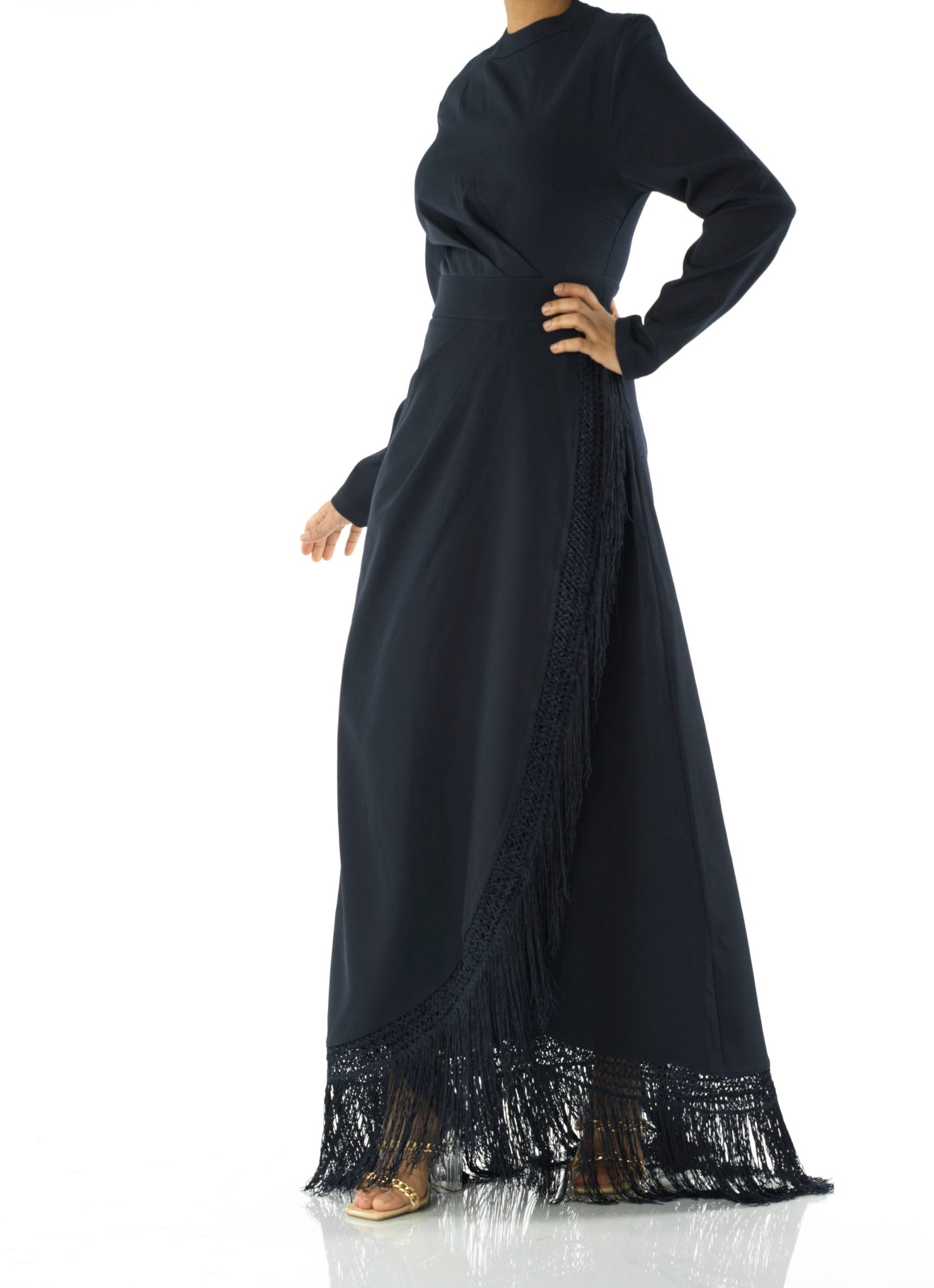 Deep Navy Fringe queen maxi dress Kabayare