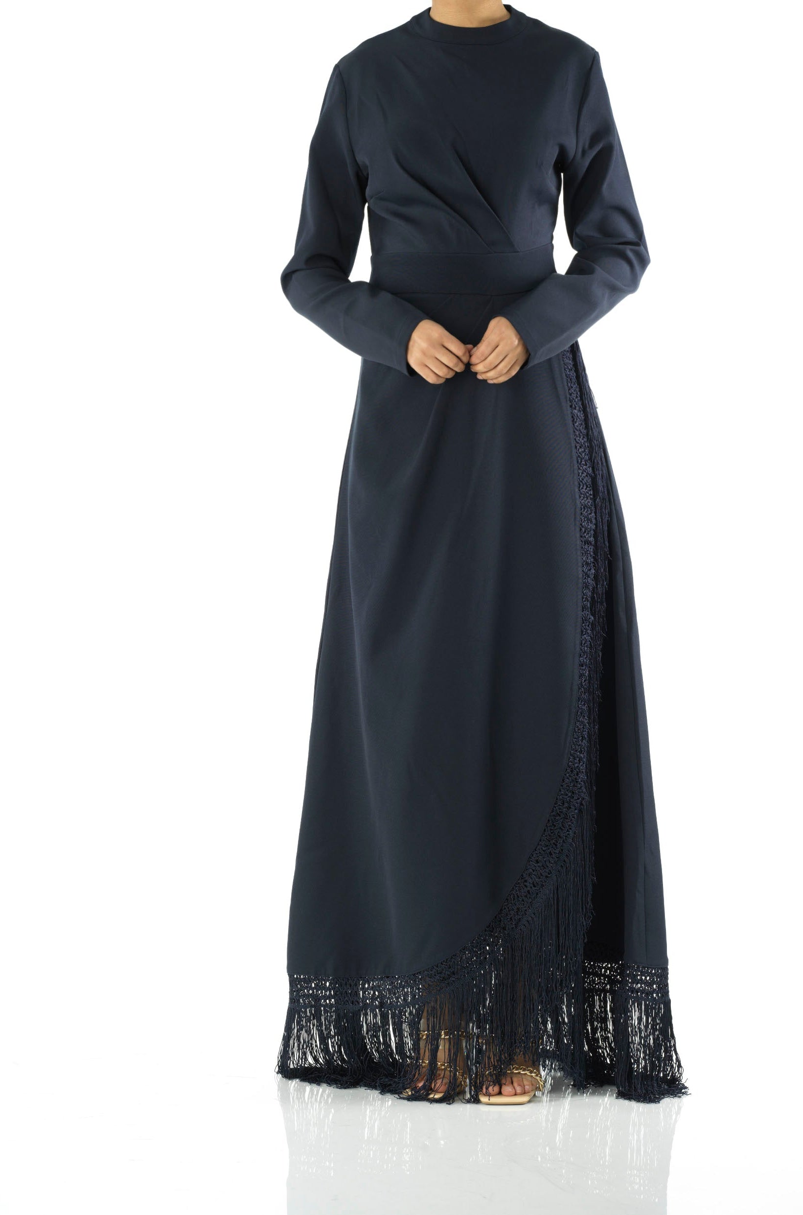 Deep Navy Fringe queen maxi dress Kabayare