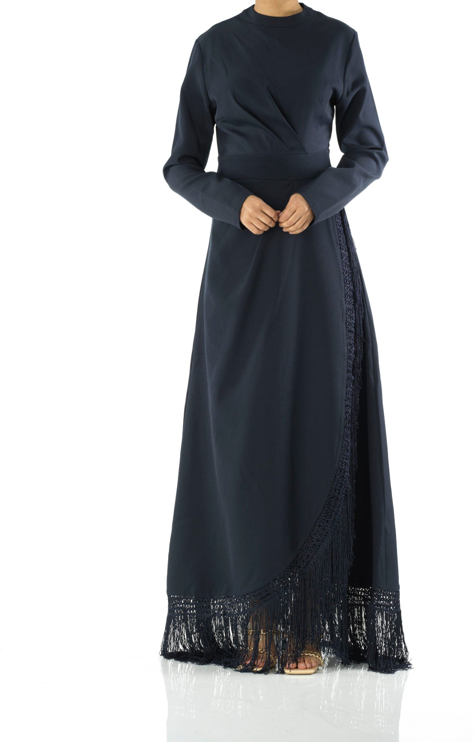 Deep Navy Fringe queen maxi dress Kabayare