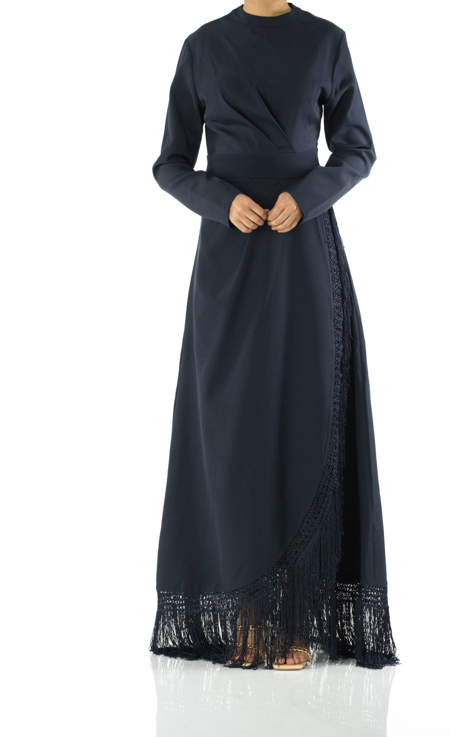 Deep Navy Fringe queen maxi dress Kabayare