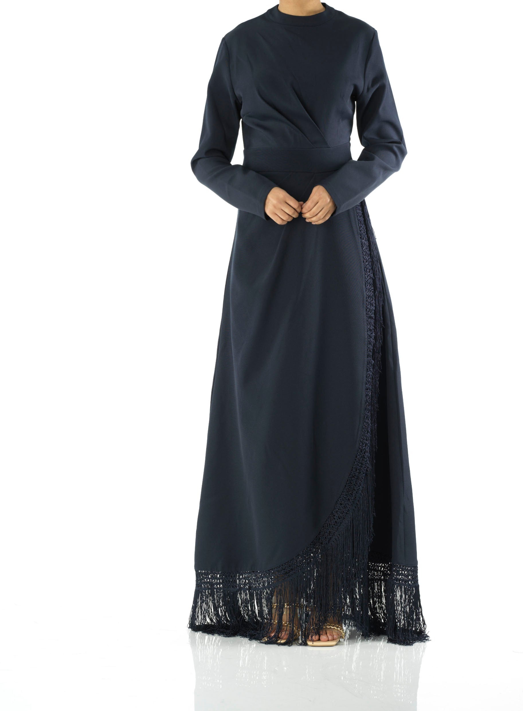 Deep Navy Fringe queen maxi dress Kabayare