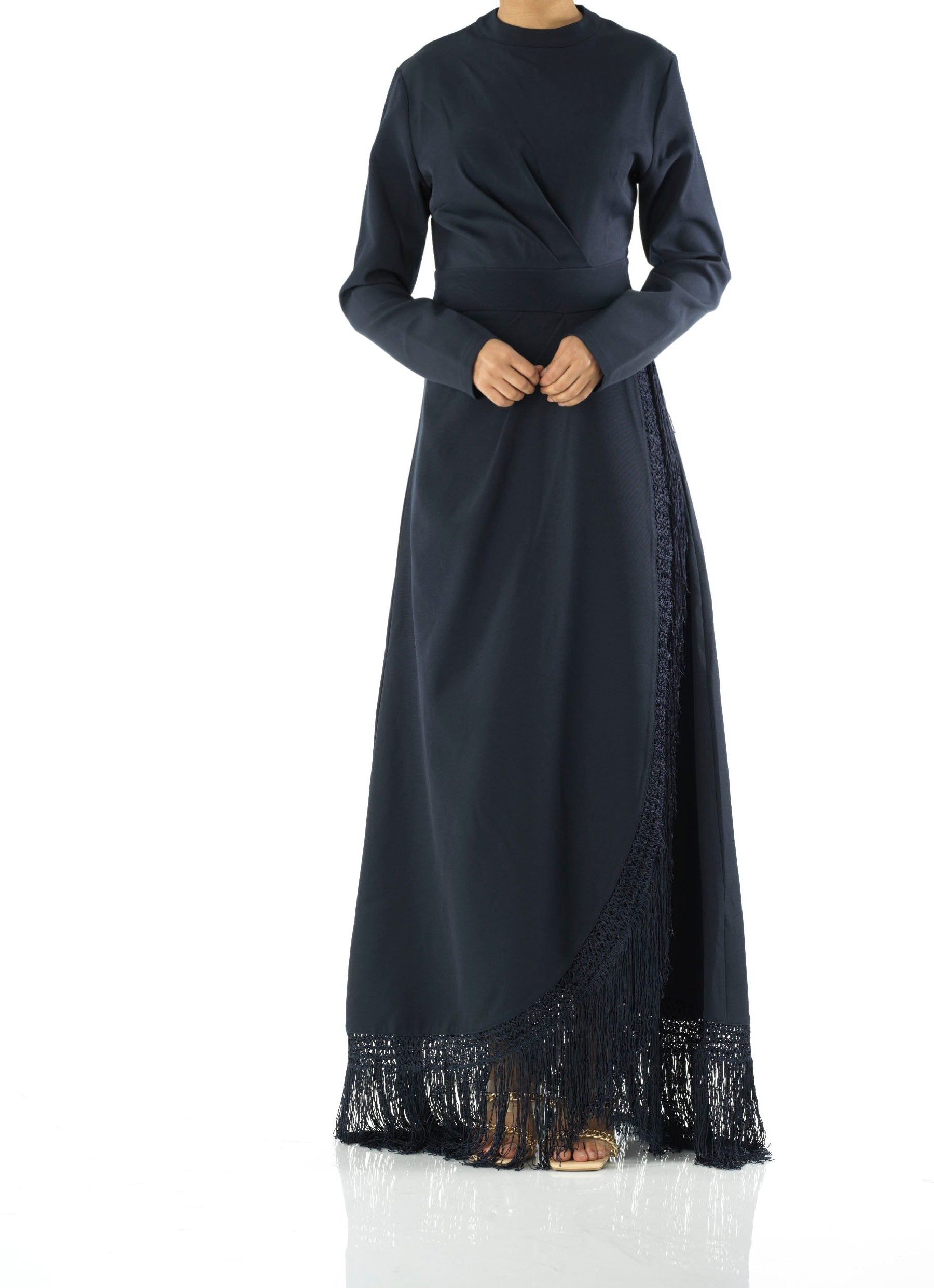 Deep Navy Fringe queen maxi dress Kabayare